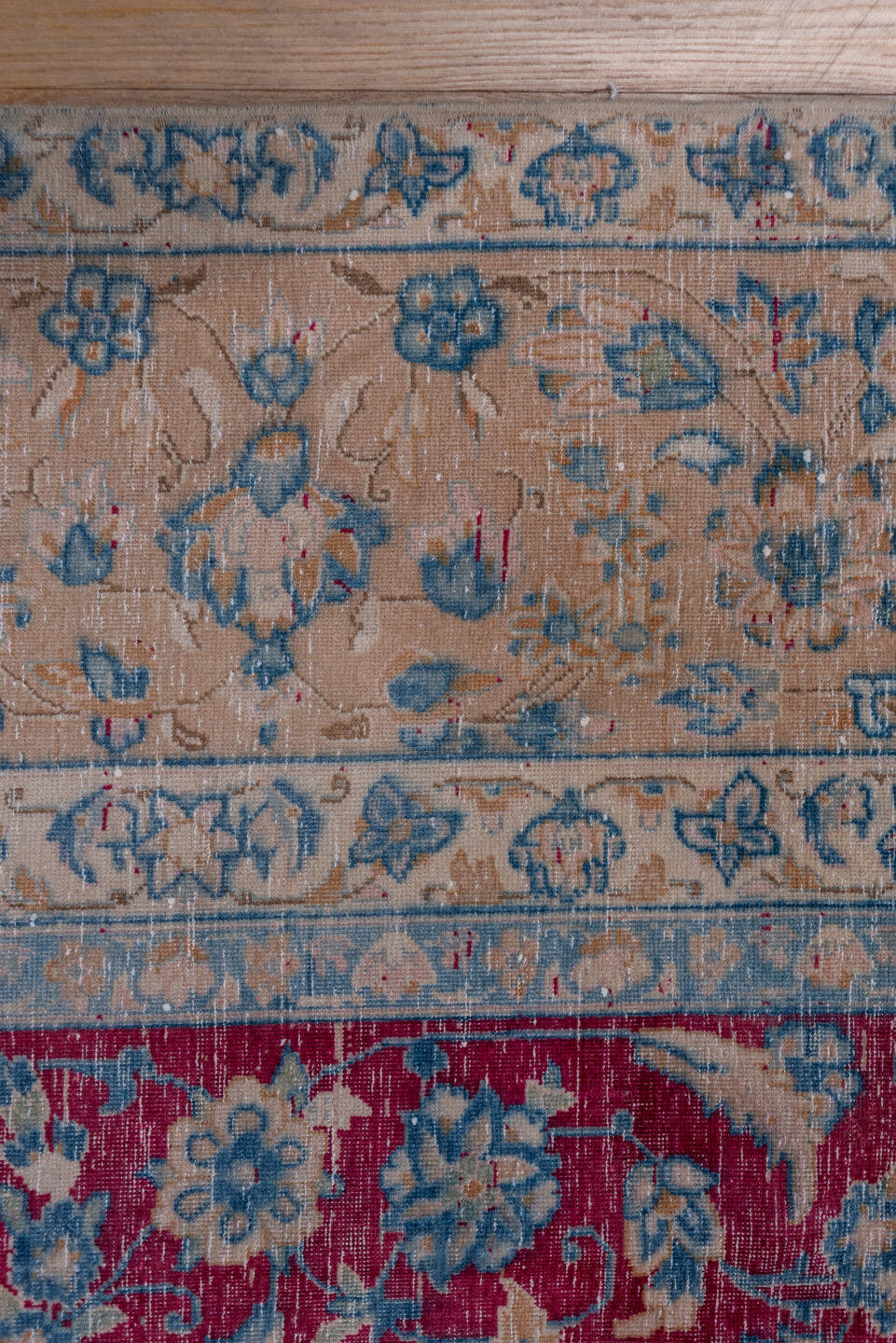 9' x 13' one-of-a-kind handmade vintage Tabriz large size rug. Color palette: crimson, ivory, sky_blue, rose, slate_blue