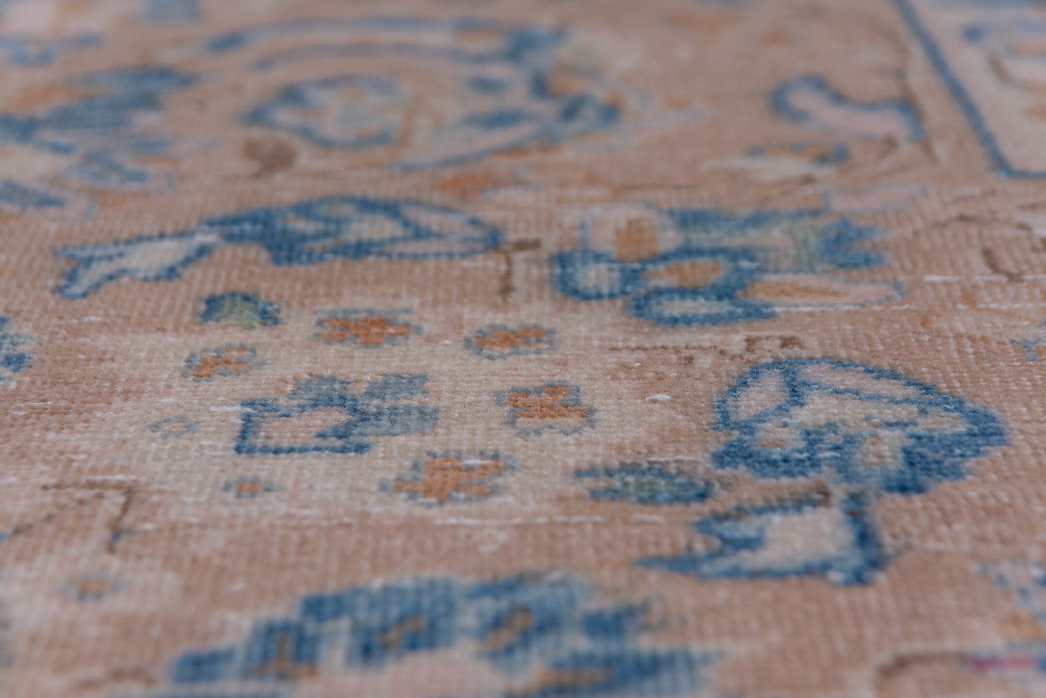 9' x 13' one-of-a-kind handmade vintage Tabriz large size rug. Color palette: blue, brown, dim gray, gray, light blue