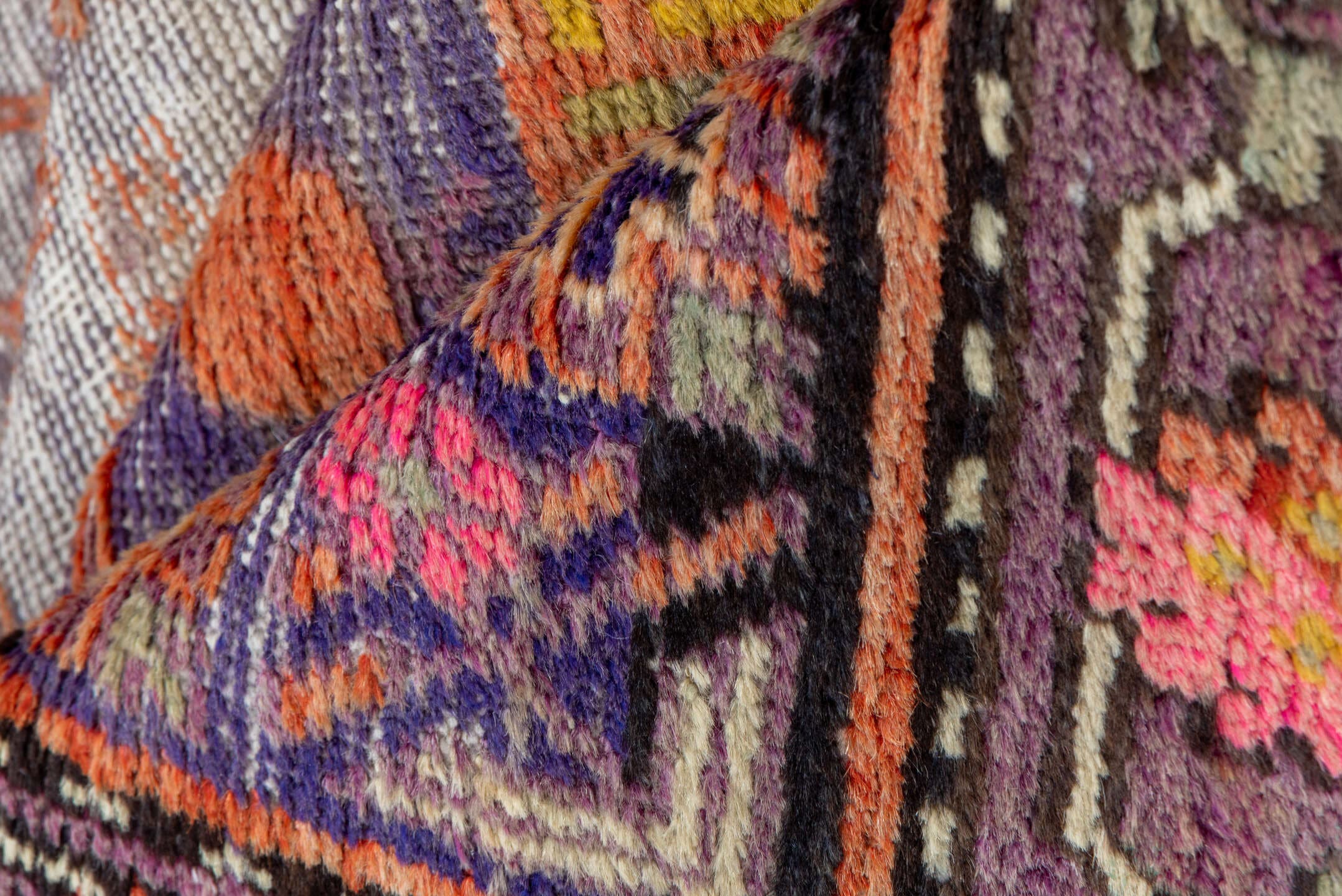 6' x 11' one-of-a-kind handmade antique Khotan large size rug. Color palette: lavender, rust, plum, gold, taupe, rose
