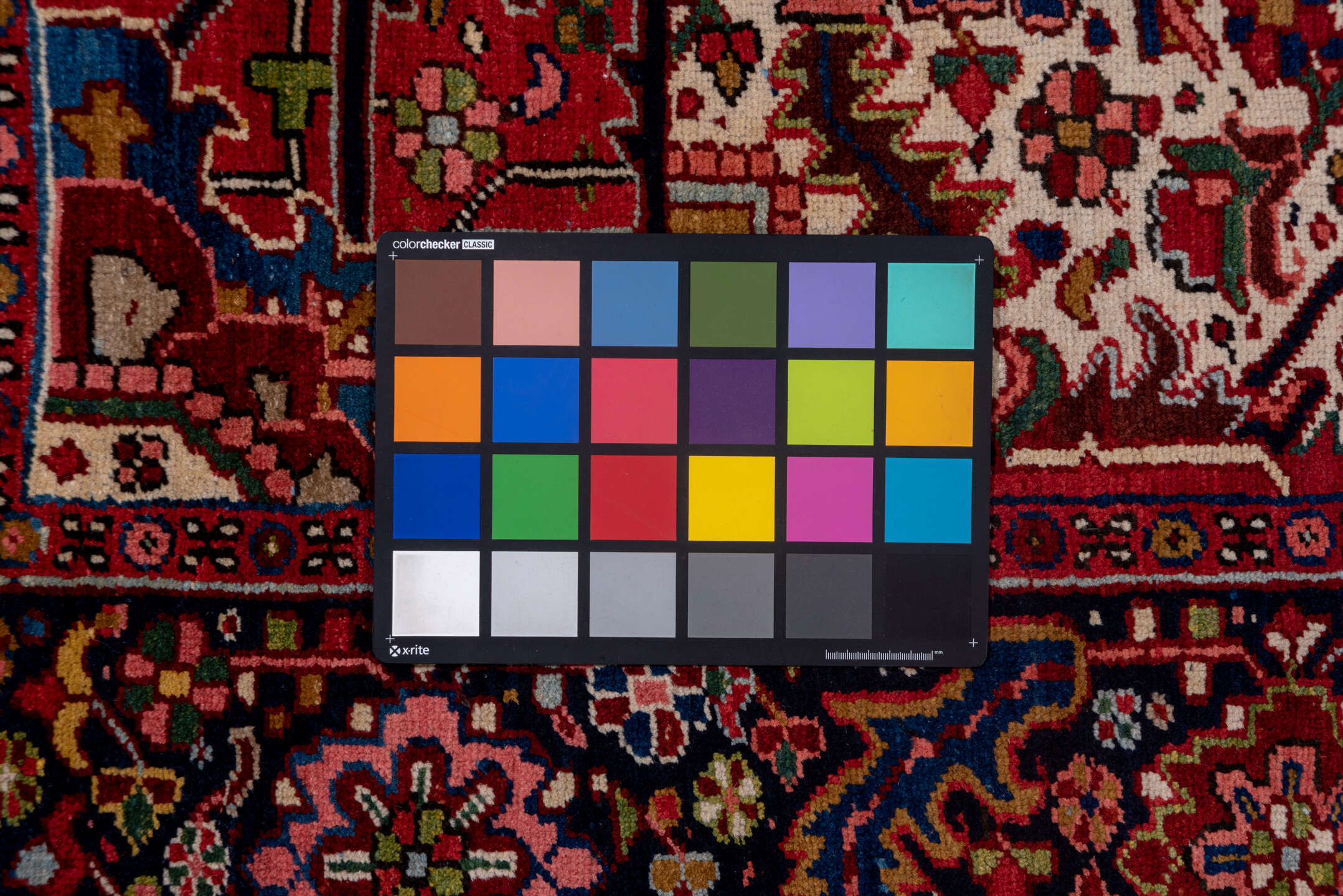 8' x 12' one-of-a-kind handmade vintage Heriz large size rug. Color palette: blue, brown, dim gray, gray, pink, red, redwood