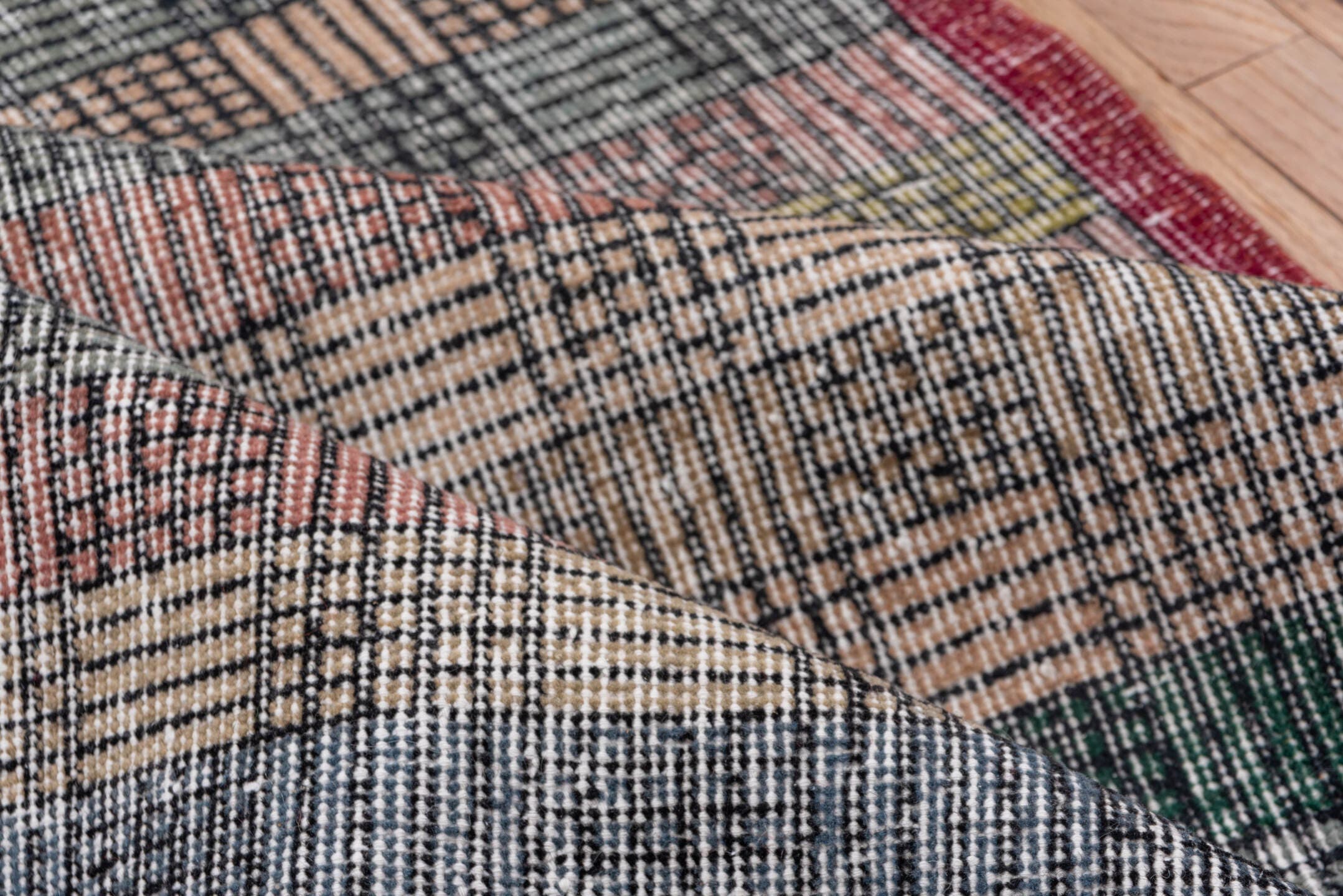 3' x 8' one-of-a-kind handmade vintage Oushak runner rug. Color palette: beige, slate, rose, sage, burgundy, taupe, olive