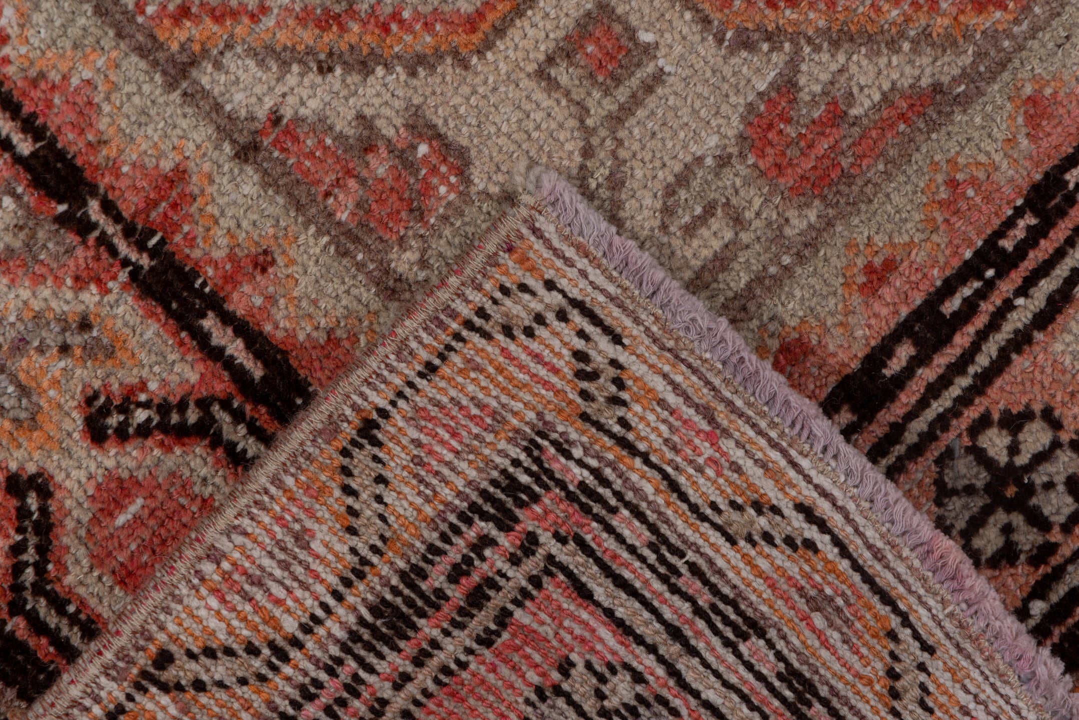 4' x 8' one-of-a-kind handmade vintage Khotan rug. Color palette: rose, blush, dusty pink, taupe, gray, burgundy, ivory