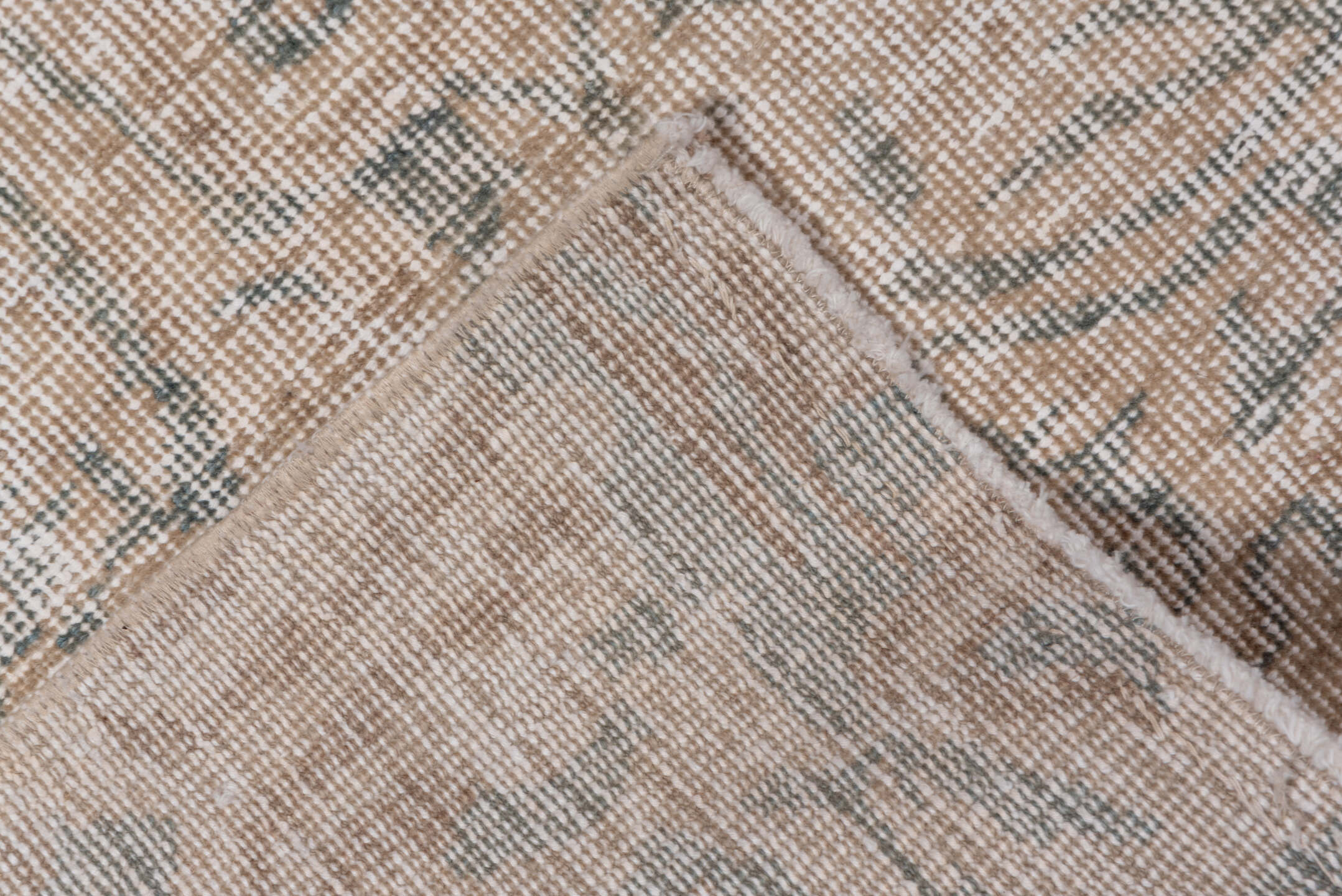 6' x 7' one-of-a-kind handmade vintage Oushak rug. Color palette: ivory, blush, pale blue, taupe, cream, pink, light blue