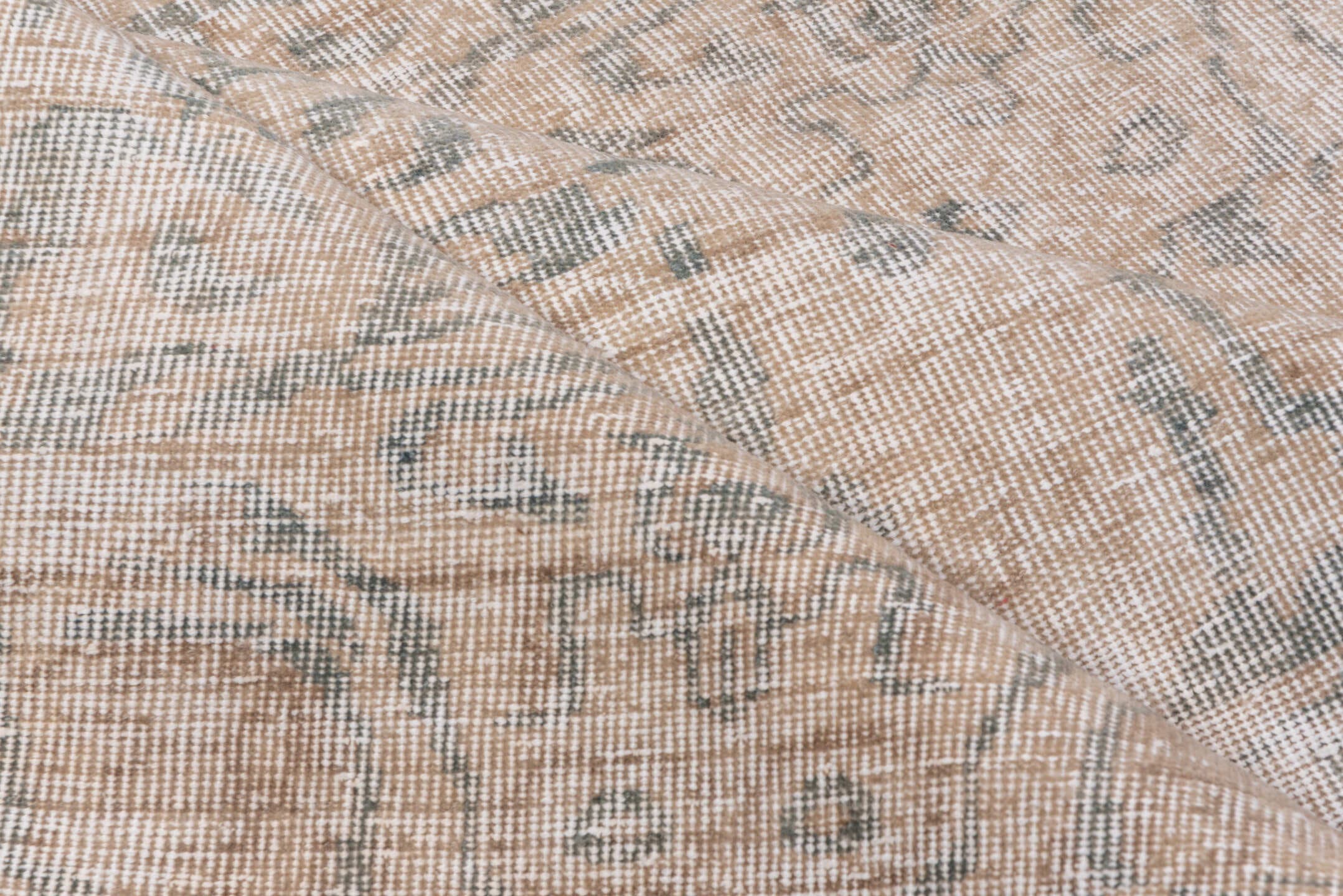 6' x 7' one-of-a-kind handmade vintage Oushak rug. Color palette: ivory, blush, pale blue, taupe, cream, pink, light blue
