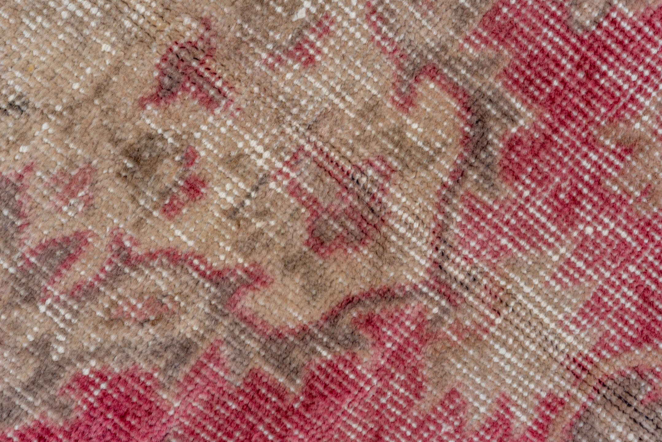 8' x 10' one-of-a-kind handmade vintage Oushak large size rug. Color palette: rose, ivory, taupe, dusty pink, beige