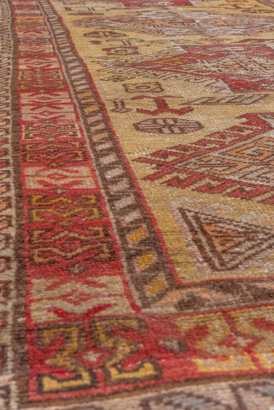 2' x 10' one-of-a-kind handmade vintage Oushak runner rug. Color palette: camel, rust, rose, ivory, terra cotta, taupe, gold
