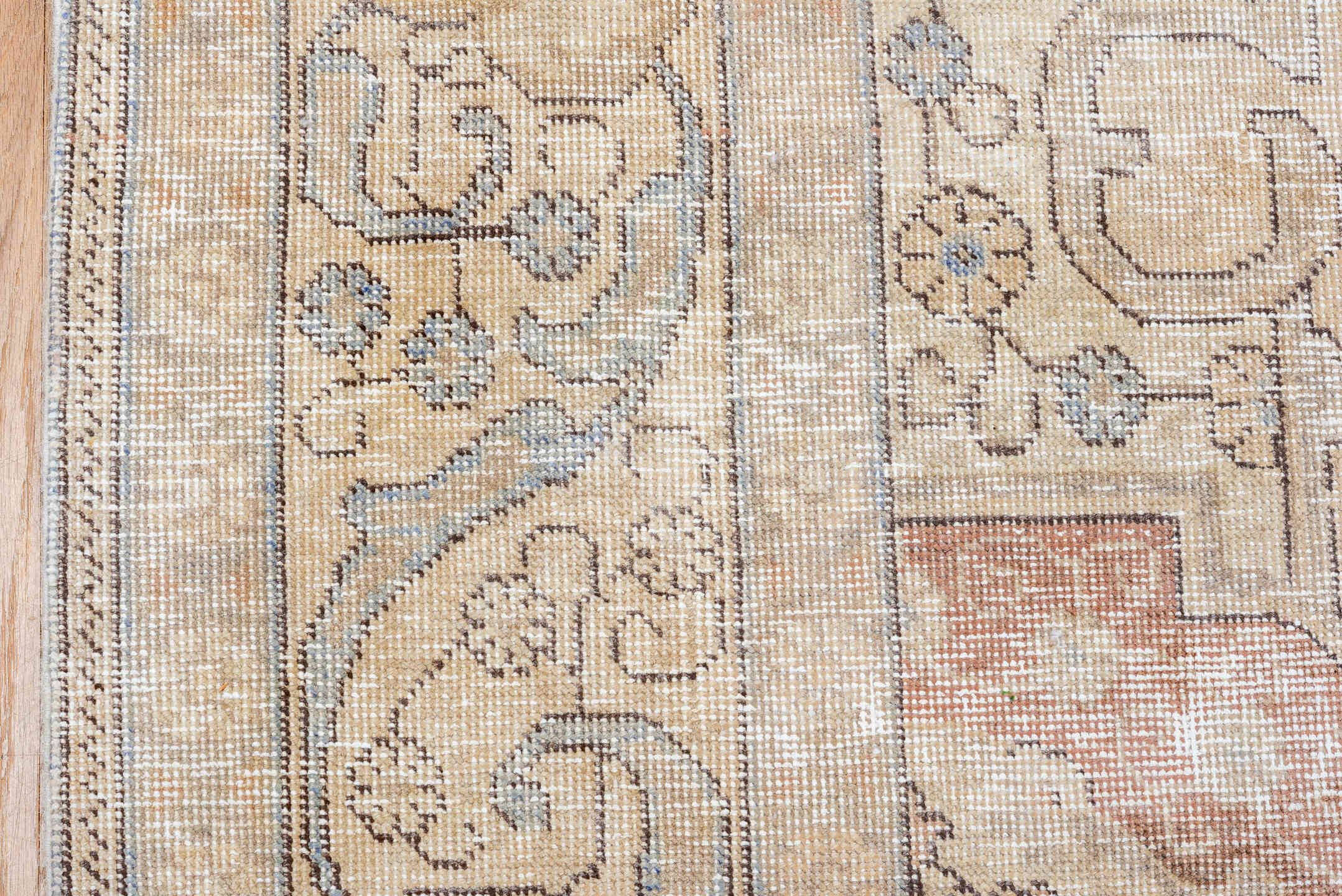 8' x 11' one-of-a-kind handmade vintage Tabriz large size rug. Color palette: ivory, beige, taupe, pale blue, dusty rose