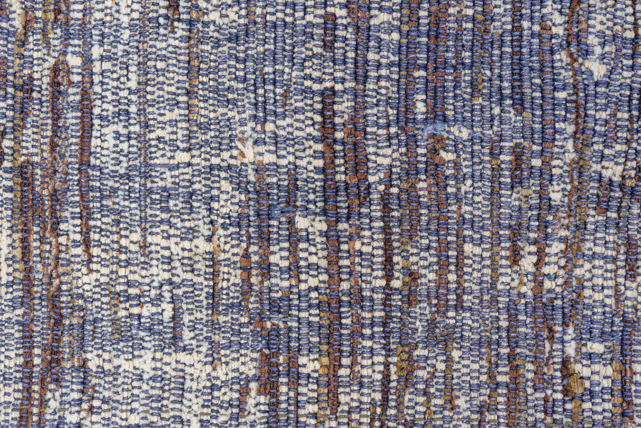 3' x 19' one-of-a-kind handmade vintage Kilim runner rug. Color palette: blue, ivory, slate, plum, taupe, gray, pink, purple