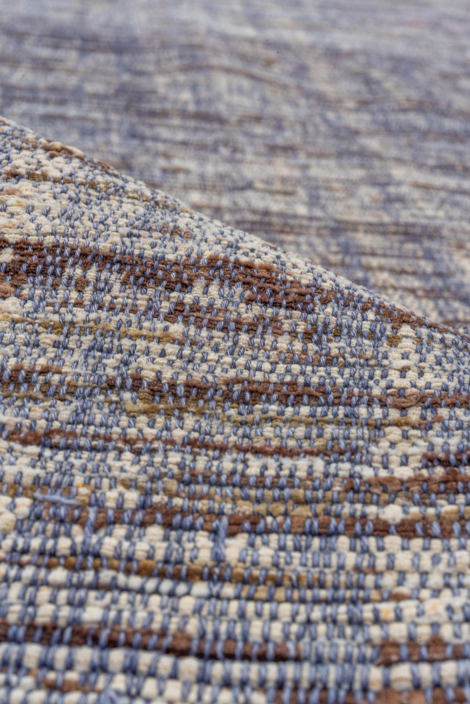 3' x 19' one-of-a-kind handmade vintage Kilim runner rug. Color palette: blue, ivory, slate, plum, taupe, gray, pink, purple