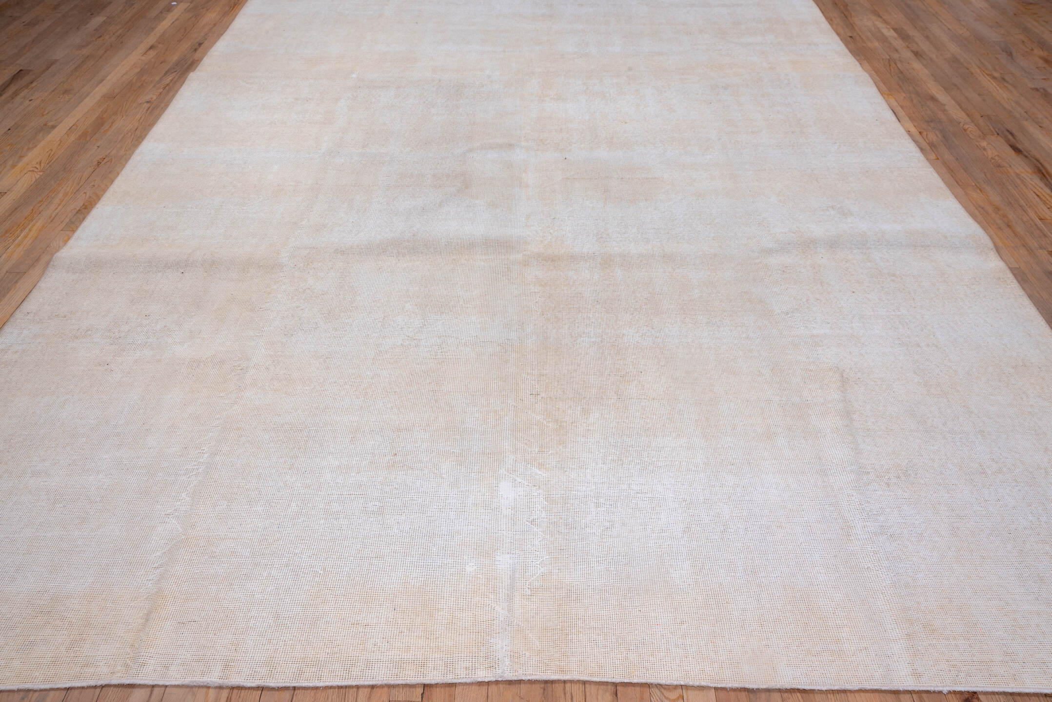 9' x 12' one-of-a-kind handmade vintage Oushak large size rug. Color palette: ivory, cream, beige, taupe, gray