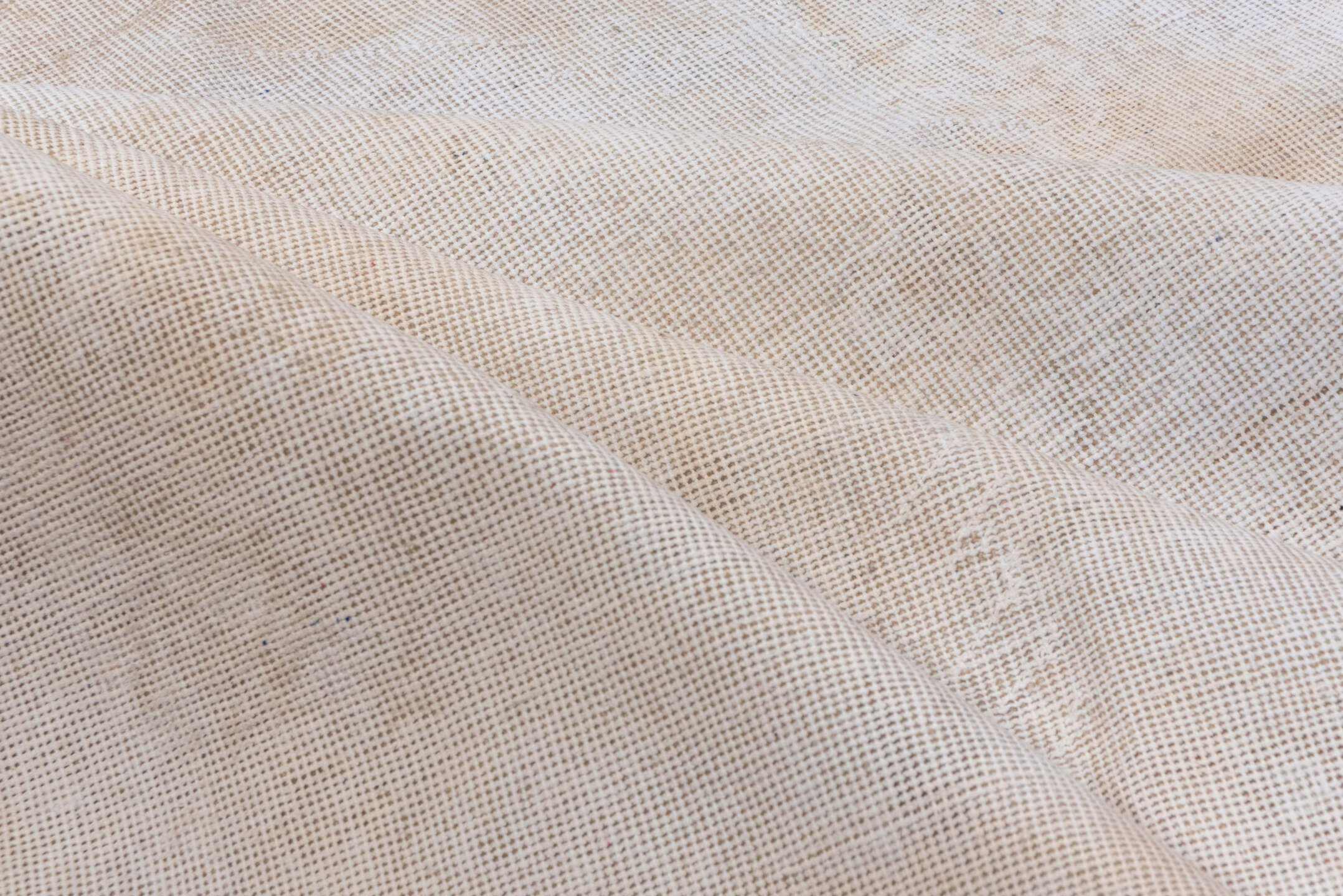 9' x 12' one-of-a-kind handmade vintage Oushak large size rug. Color palette: ivory, cream, beige, taupe, gray
