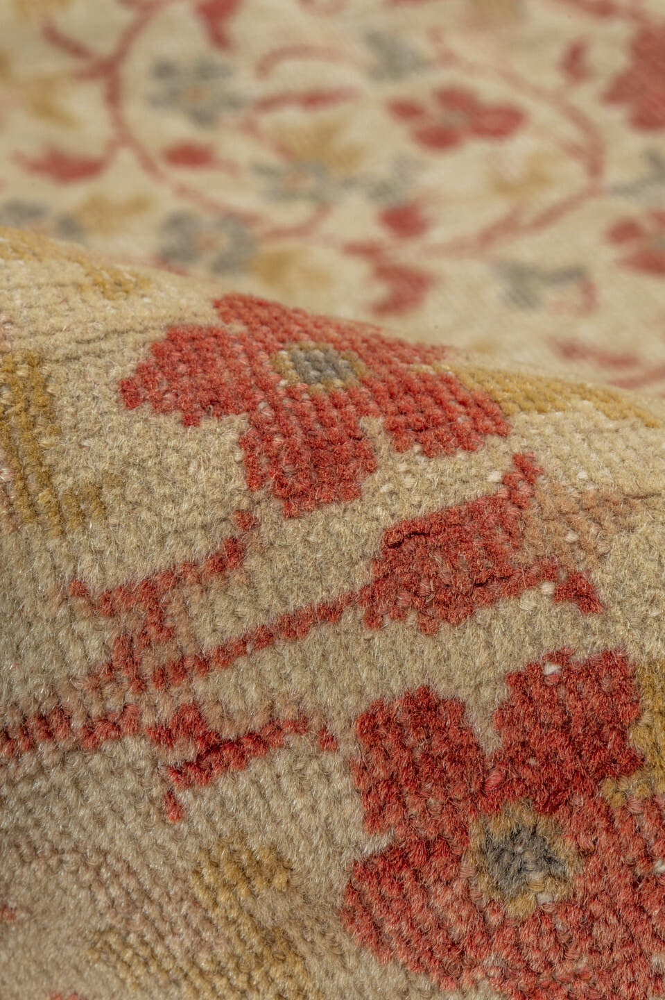 4' x 6' one-of-a-kind handmade vintage Kaisary small size rug. Color palette: ivory, rust, terracotta, sage, slate, beige