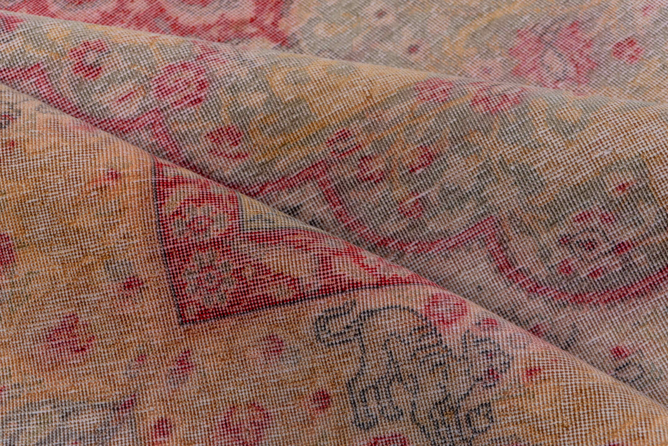4' x 6' one-of-a-kind handmade vintage Kaisary small size rug. Color palette: ivory, rose, sage, gold, blush, taupe, coral
