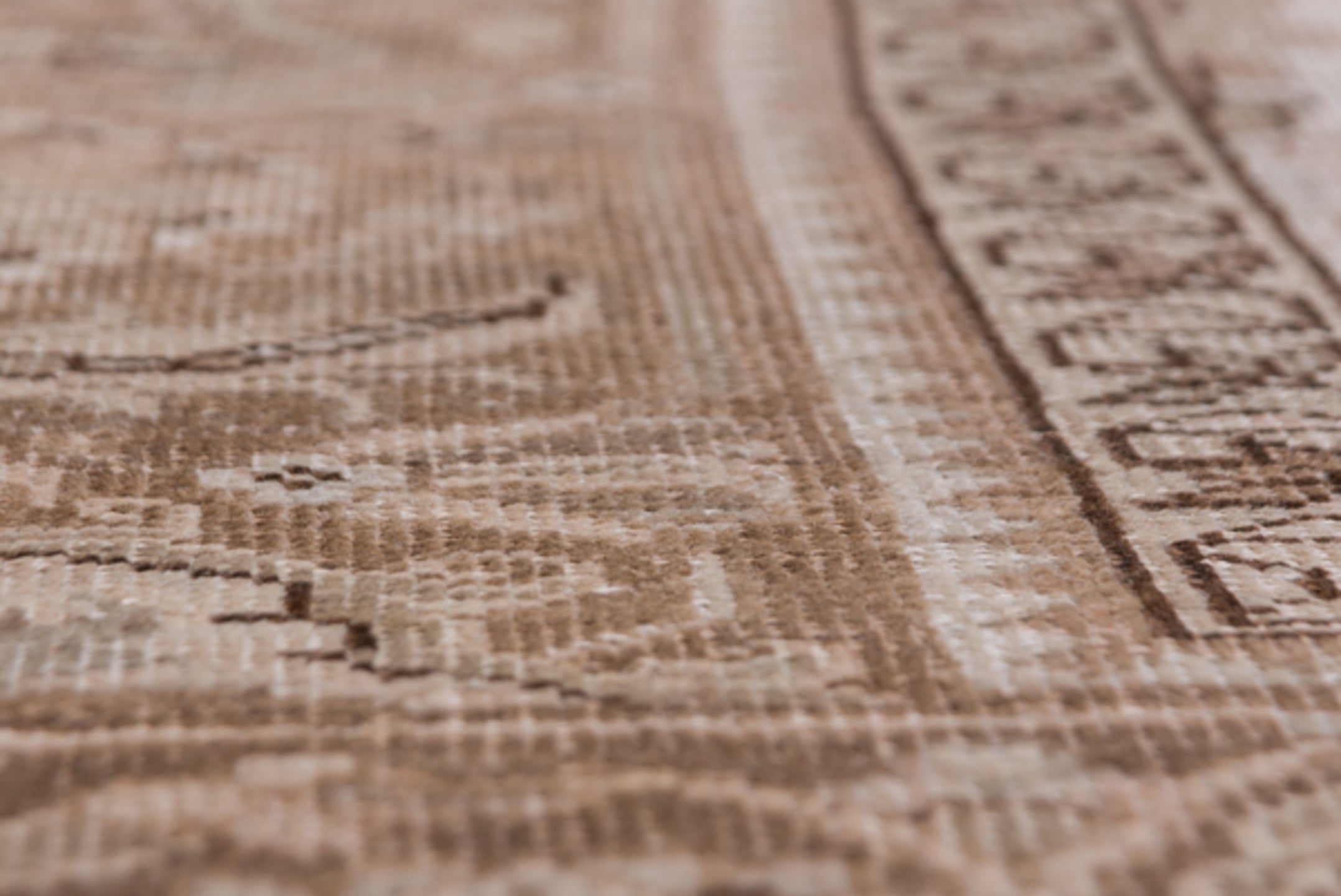 9' x 12' one-of-a-kind handmade vintage Heriz large size rug. Color palette: taupe, blush, brown, ivory, beige, gray, pink