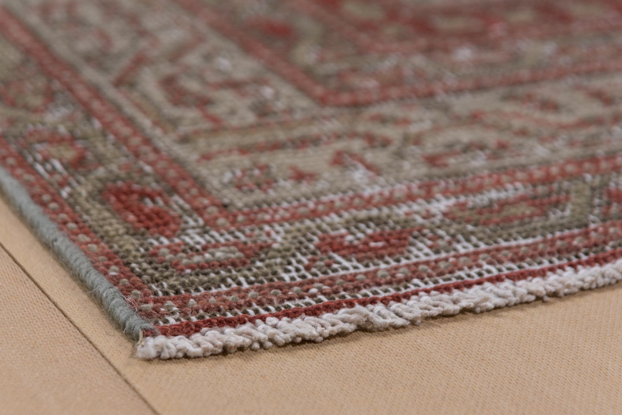 4' x 9' one-of-a-kind handmade vintage Malayer runner rug. Color palette: rust, ivory, taupe, sage, terra cotta, terracotta