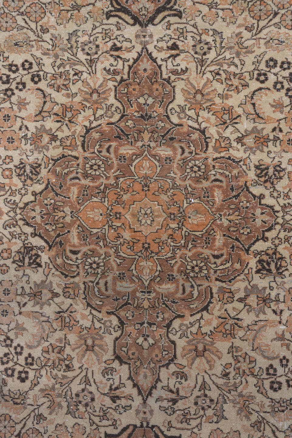 4' x 6' one-of-a-kind handmade vintage Sivas small size rug. Color palette: ivory, camel, taupe, charcoal, terra cotta