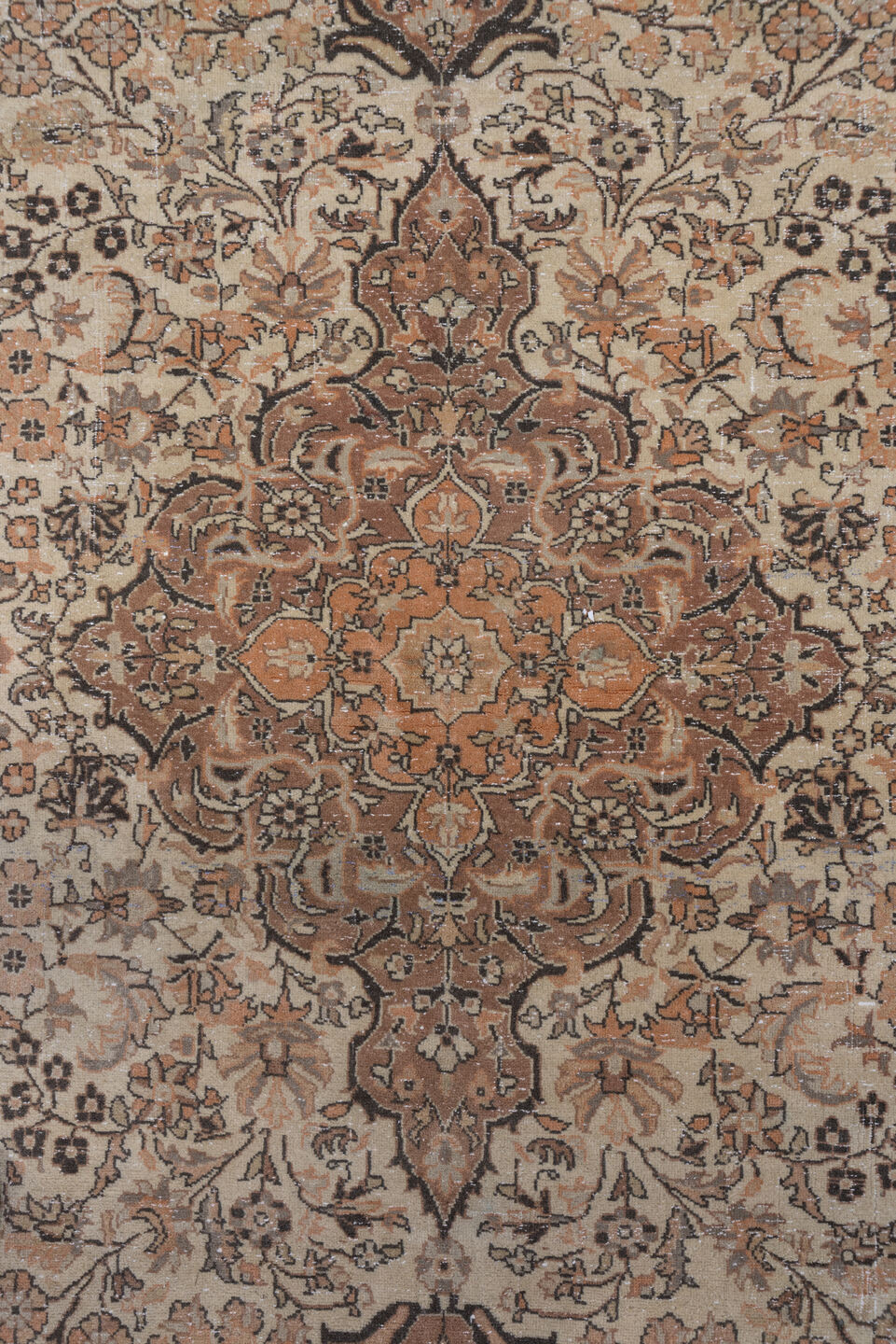 4' x 6' one-of-a-kind handmade vintage Sivas small size rug. Color palette: ivory, camel, taupe, charcoal, terra cotta