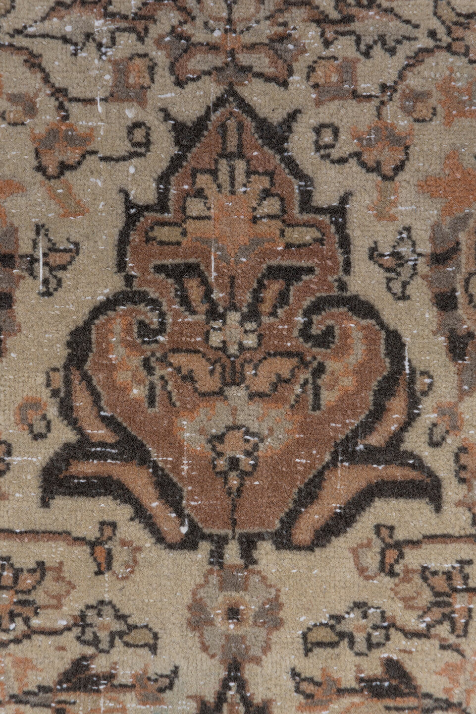 4' x 6' one-of-a-kind handmade vintage Sivas small size rug. Color palette: ivory, camel, taupe, charcoal, terra cotta