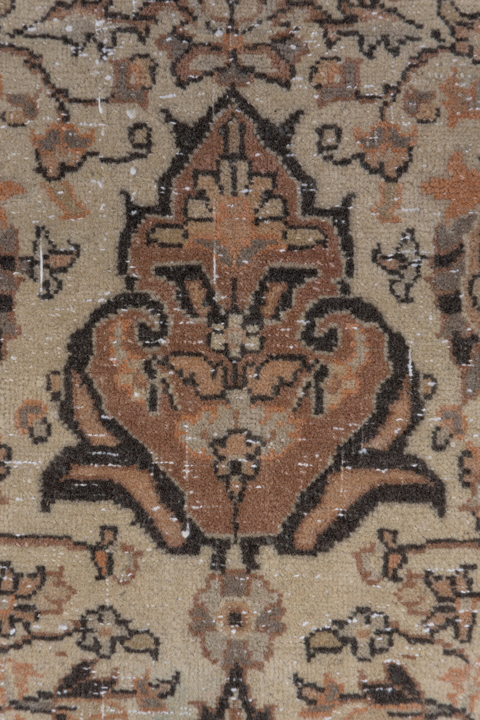 4' x 6' one-of-a-kind handmade vintage Sivas small size rug. Color palette: ivory, camel, taupe, charcoal, terra cotta