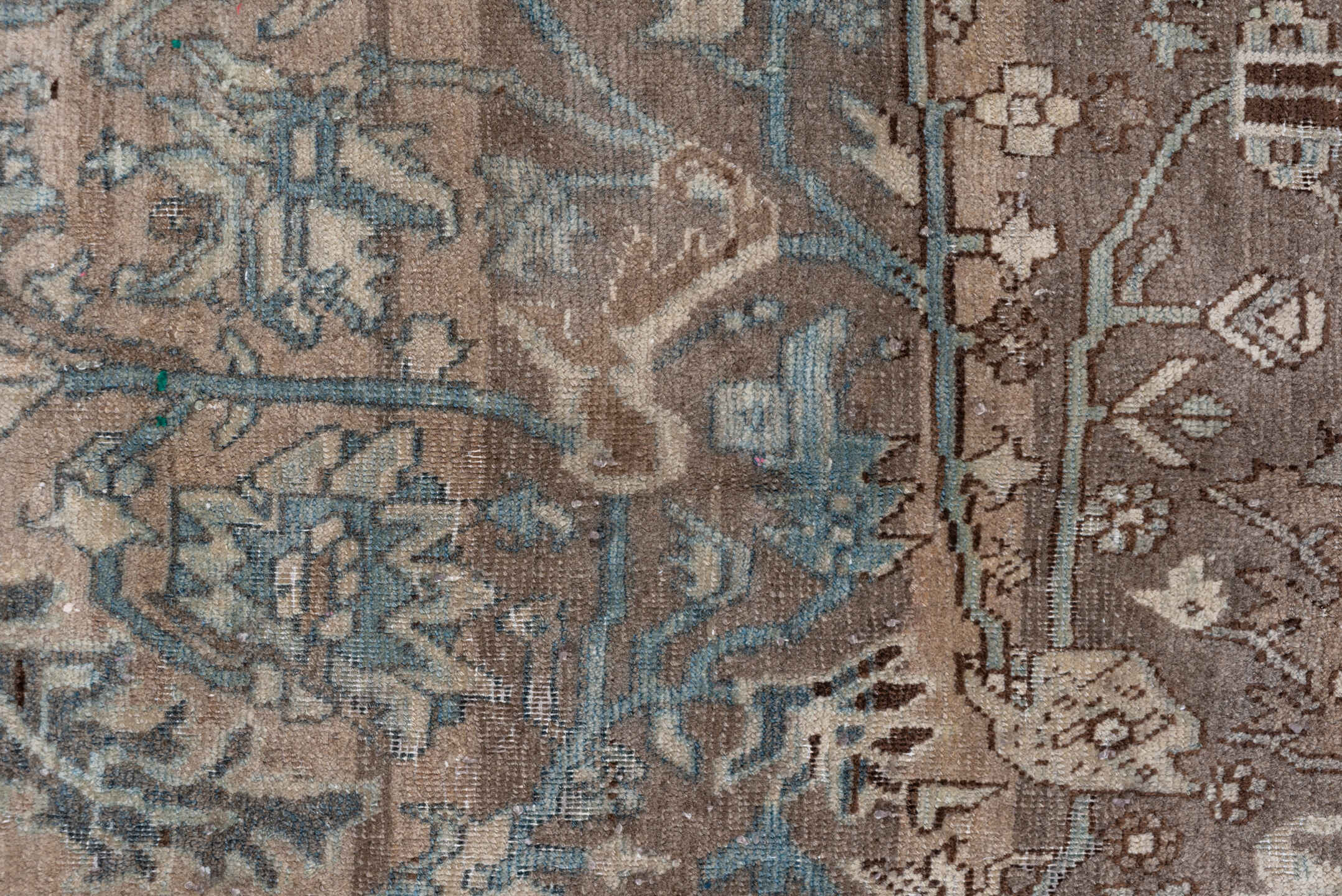 4' x 7' one-of-a-kind handmade vintage Tabriz rug. Color palette: taupe, brown, ivory, charcoal, pale_blue, slate, camel