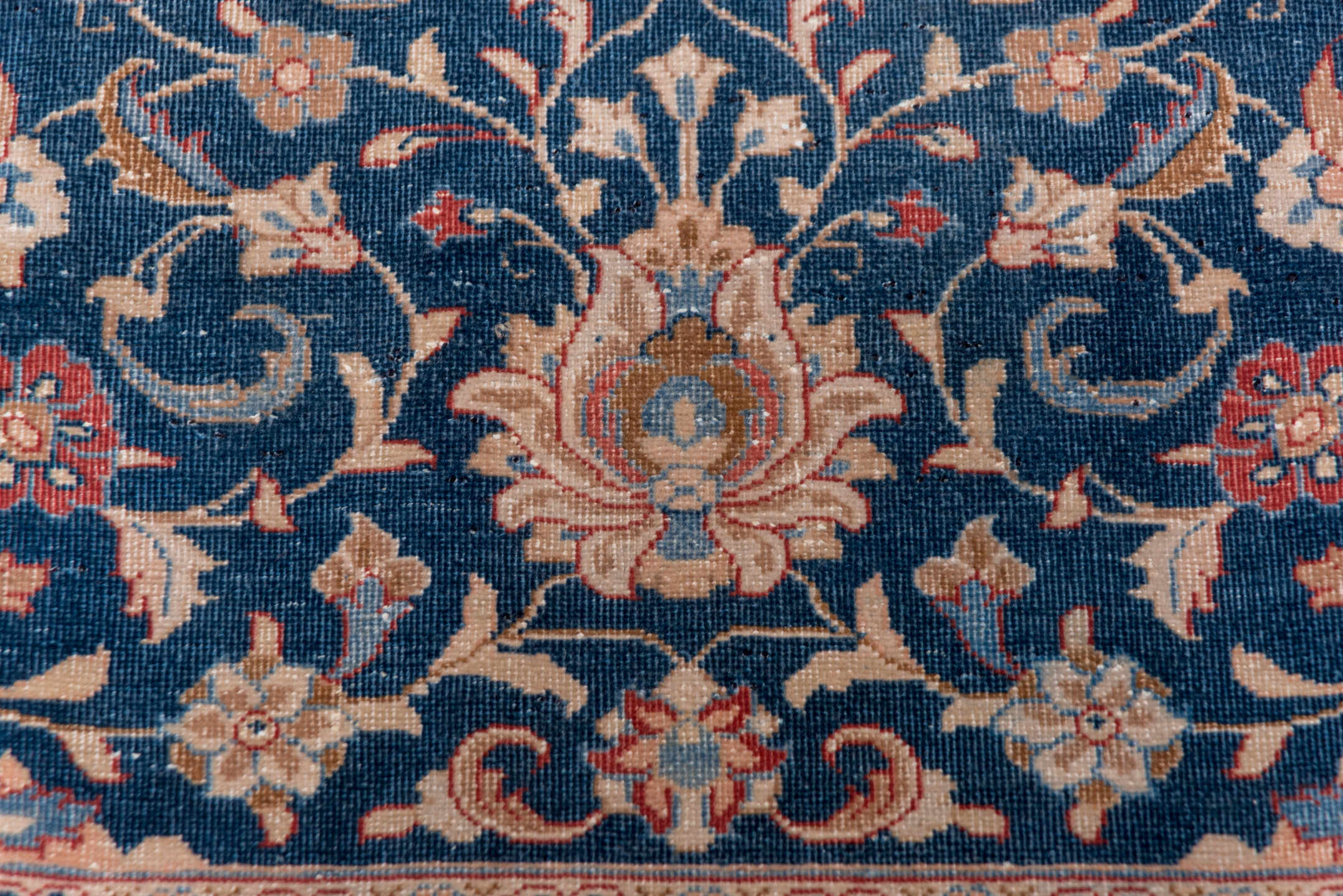 8' x 11' one-of-a-kind handmade vintage Kashan large size rug. Color palette: blue, brown, fiord, gray, light slate gray