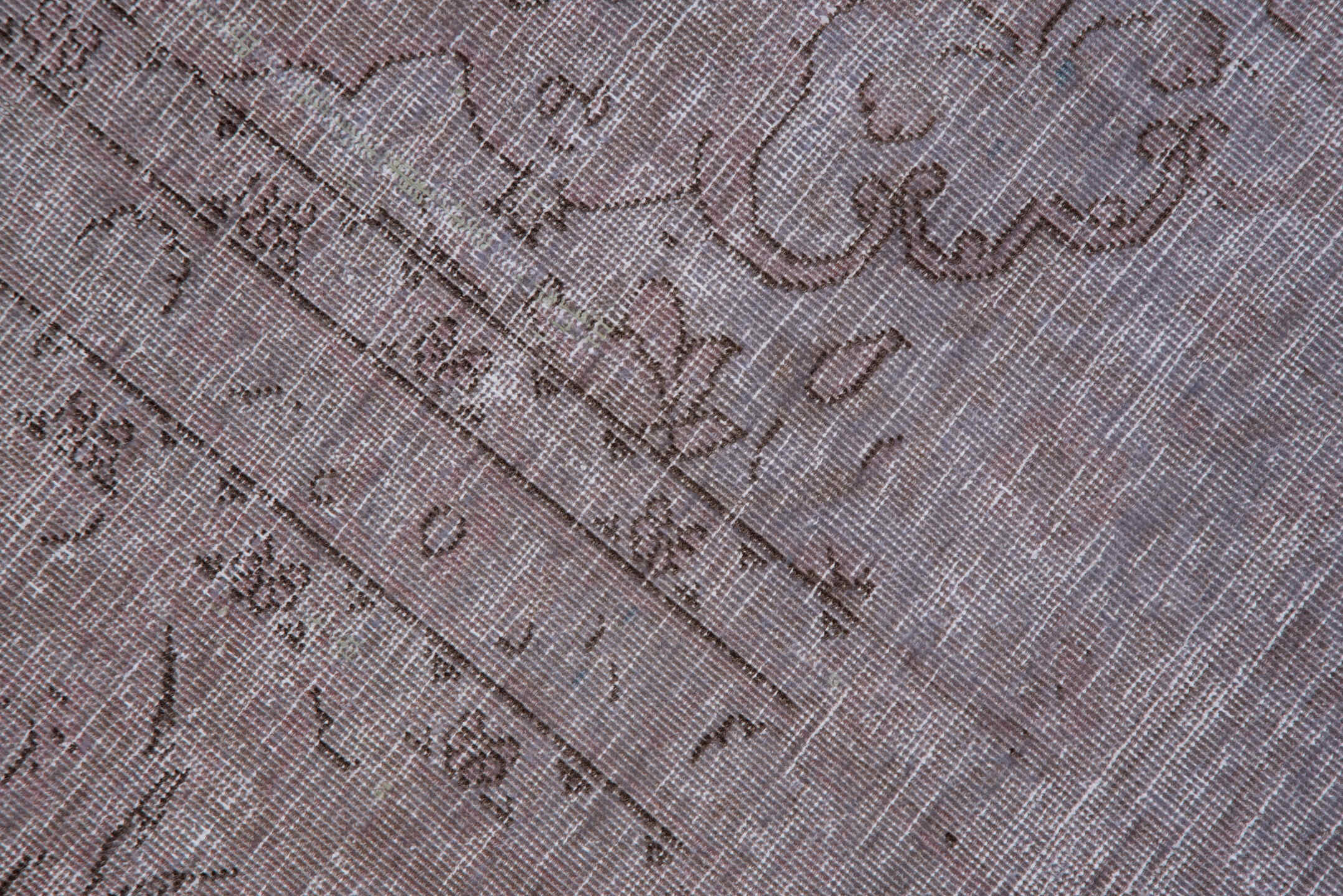 9' x 12' one-of-a-kind handmade vintage Overdyed large size rug. Color palette: gray, light blue, light gray, pink