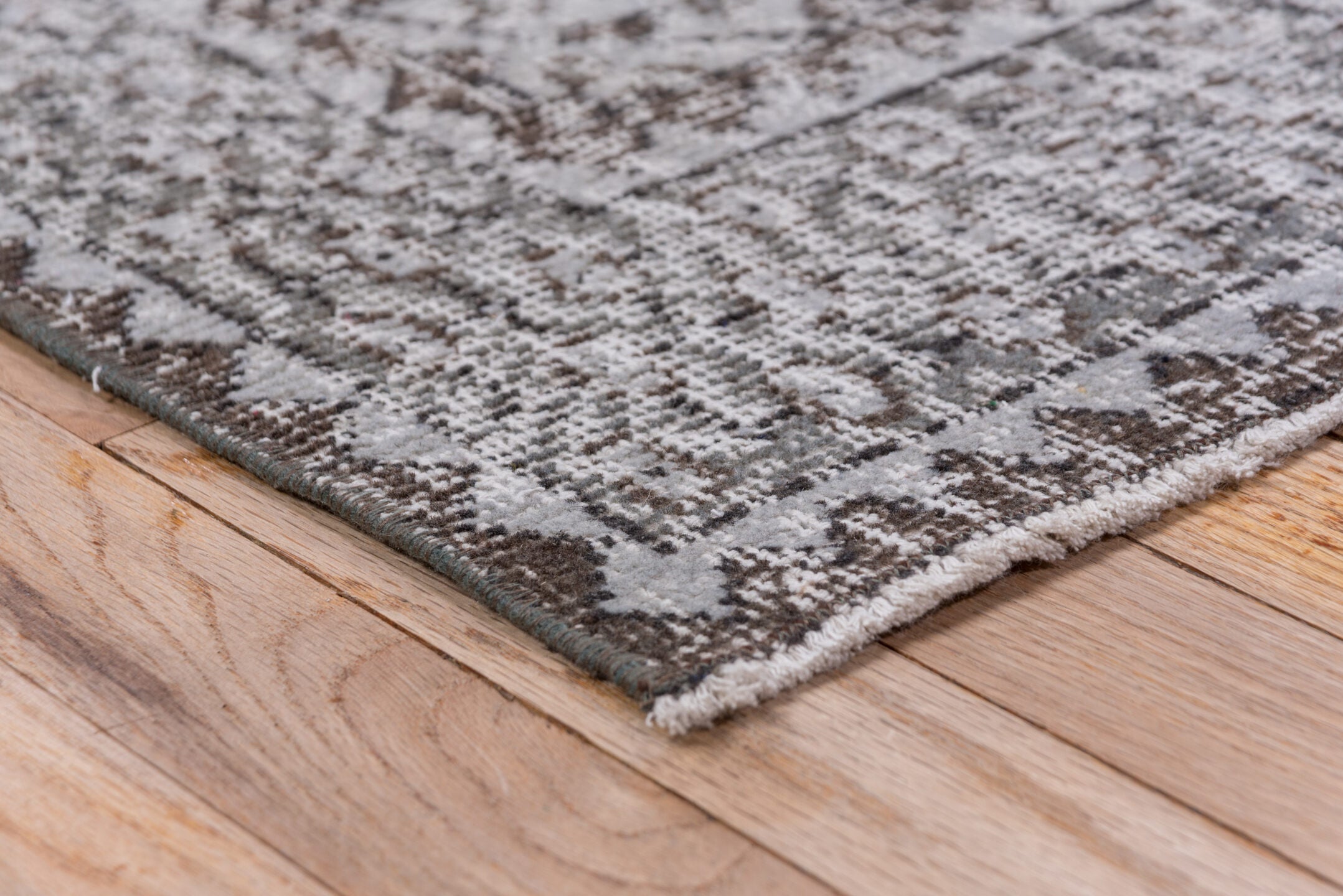 3' x 6' one-of-a-kind handmade vintage Overdyed small size rug. Color palette: taupe, ivory, brown, greige, beige, gray