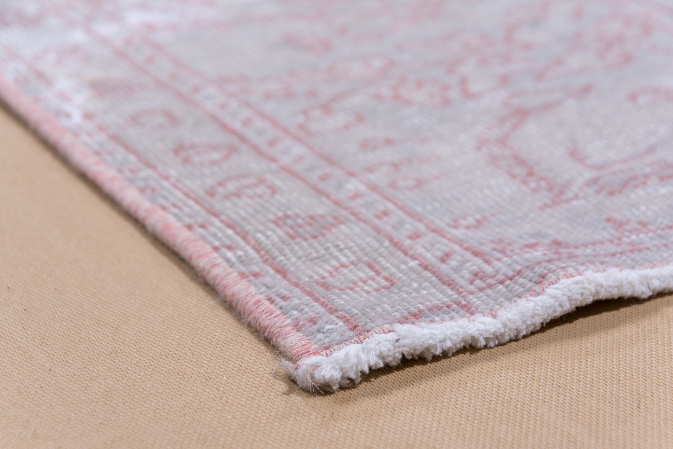 8' x 12' one-of-a-kind handmade vintage Sivas large size rug. Color palette: ivory, blush, pale pink, silver, taupe, pink