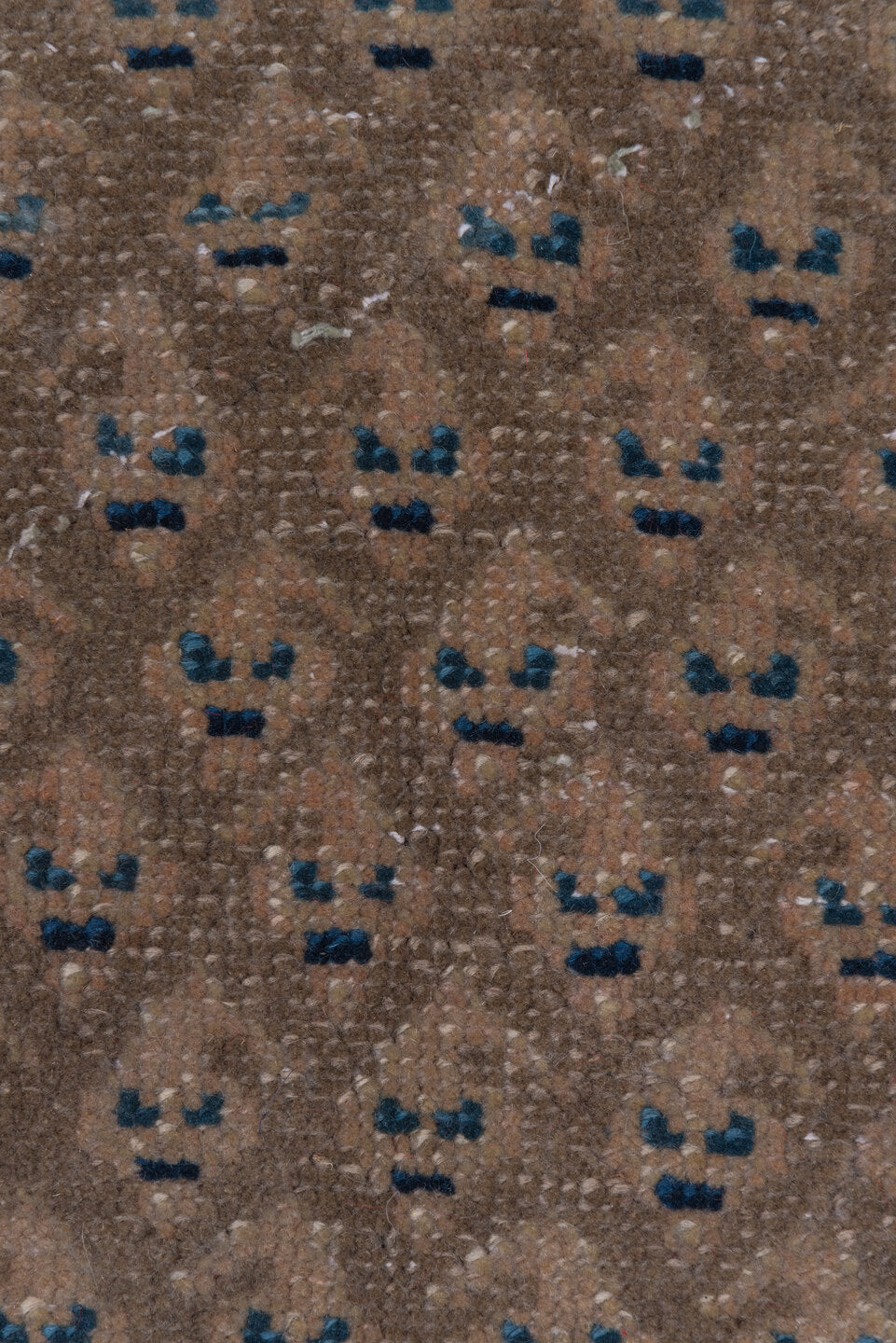 3' x 10' one-of-a-kind handmade vintage Mahal runner rug. Color palette: taupe, brown, beige, indigo, ivory, camel, gray
