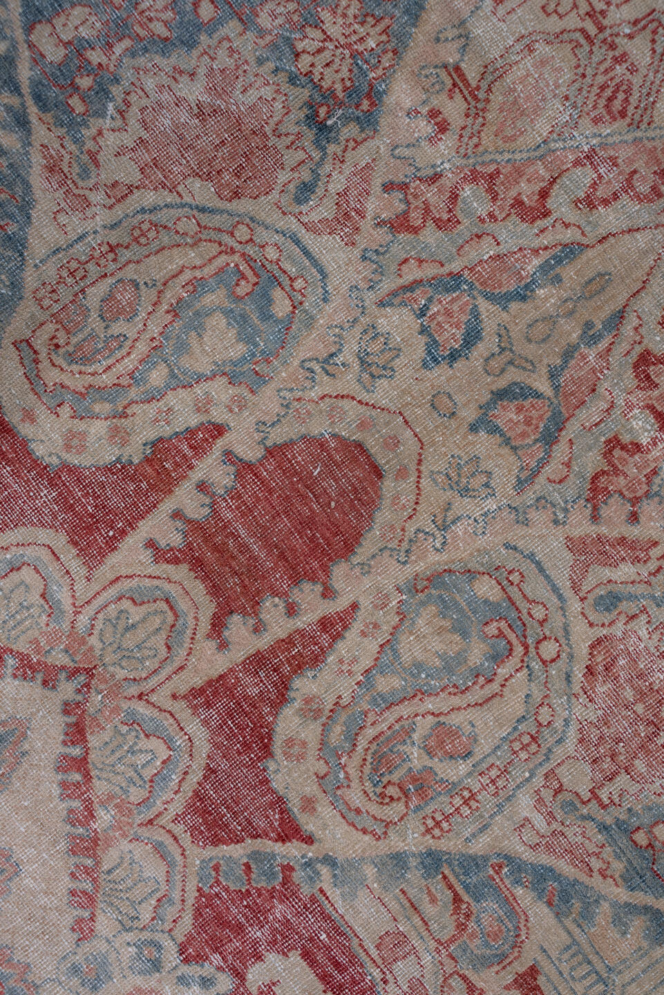10' x 17' one-of-a-kind handmade antique Mahal rug. Color palette: ivory, powder_blue, rust, blush, sky_blue, rose