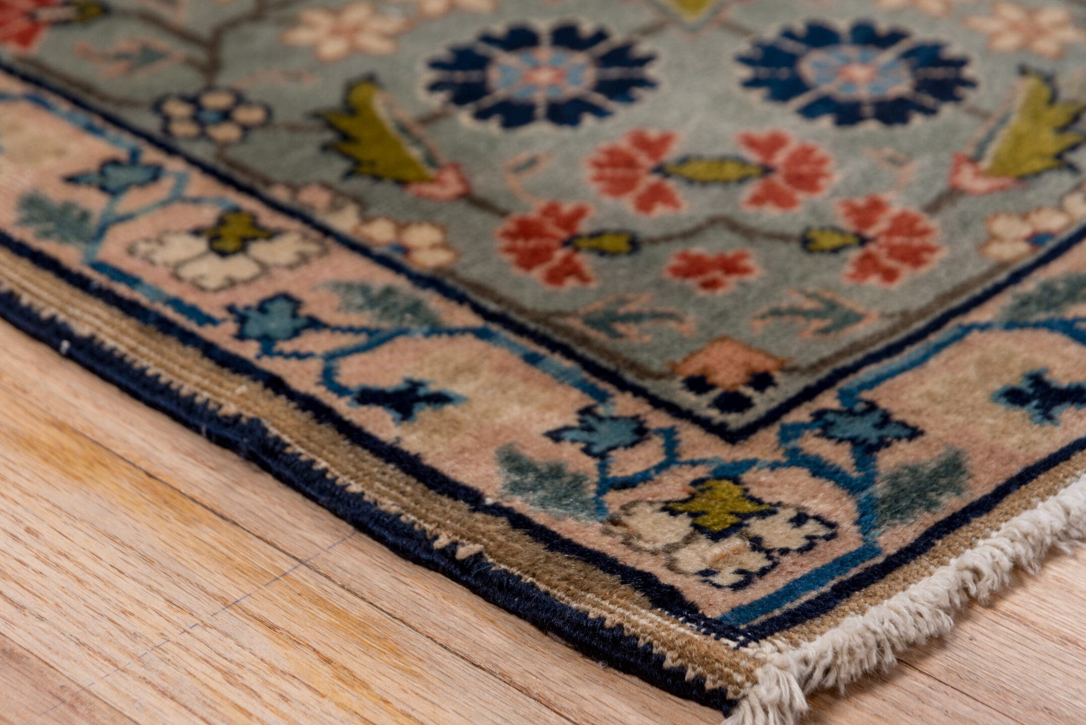4' x 6' one-of-a-kind handmade antique Tabriz small size rug. Color palette: ivory, blue-gray, burgundy, navy, rose, sage