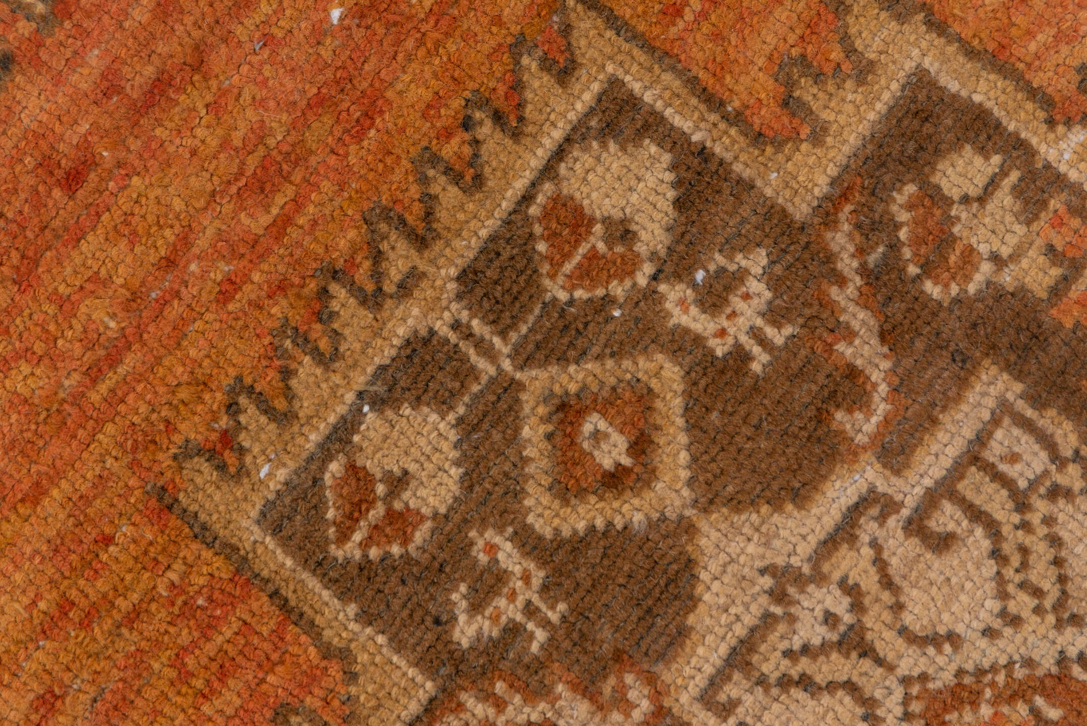 3' x 13' one-of-a-kind handmade vintage Malayer runner rug. Color palette: brown, gray, light gray, off-white, pink, snow