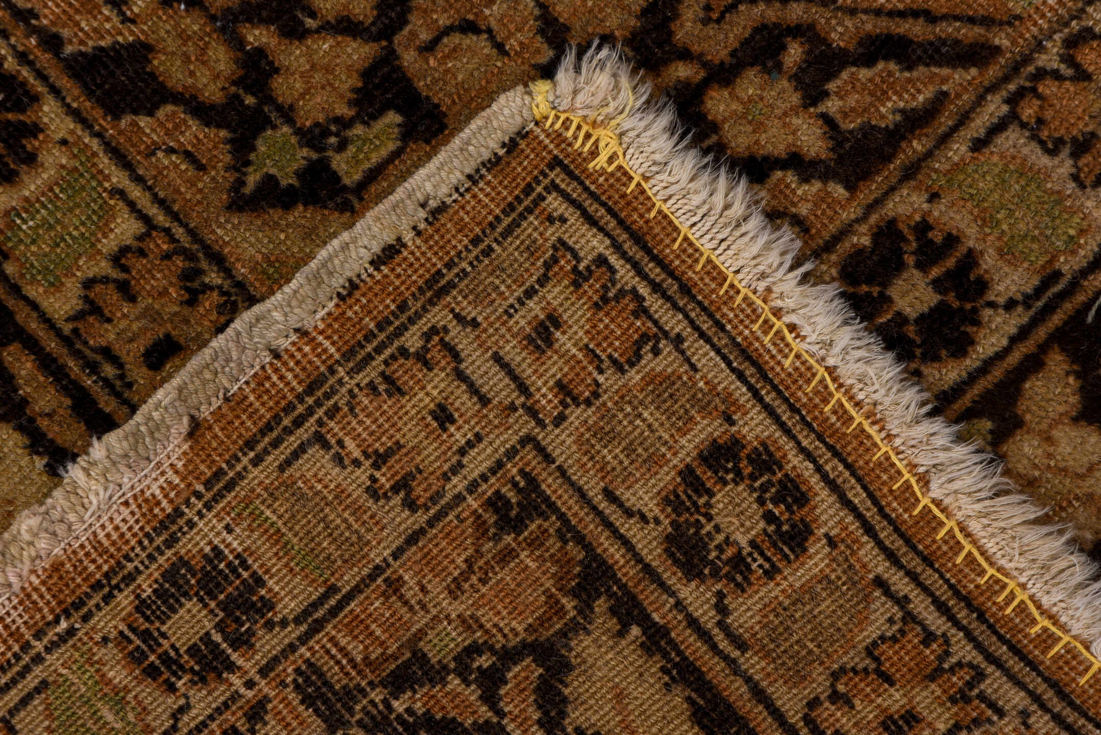 4' x 5' one-of-a-kind handmade antique Tabriz small size rug. Color palette: taupe, camel, brown, ivory, rose, terra cotta