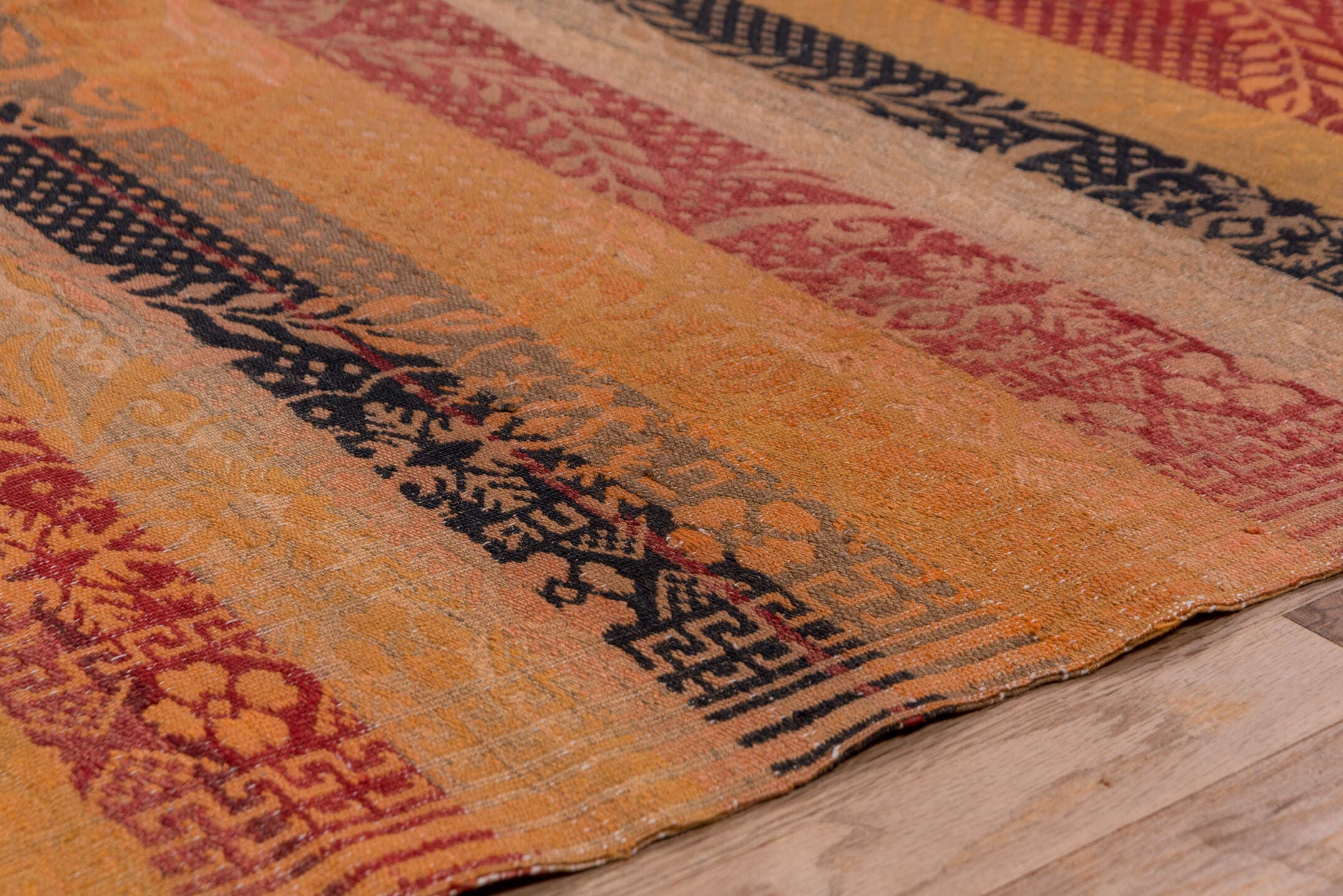 5' x 8' one-of-a-kind handmade antique Kilim medium size rug. Color palette: terra cotta, rust, burgundy, taupe, charcoal