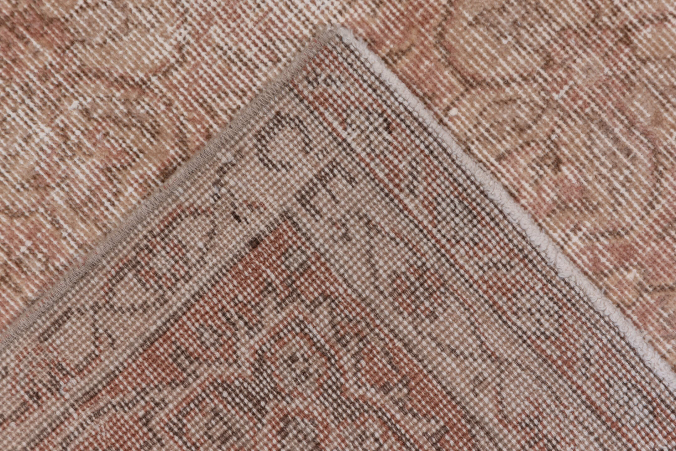 7' x 11' one-of-a-kind handmade vintage Oushak large size rug. Color palette: brown, gray, light gray, off-white, orange