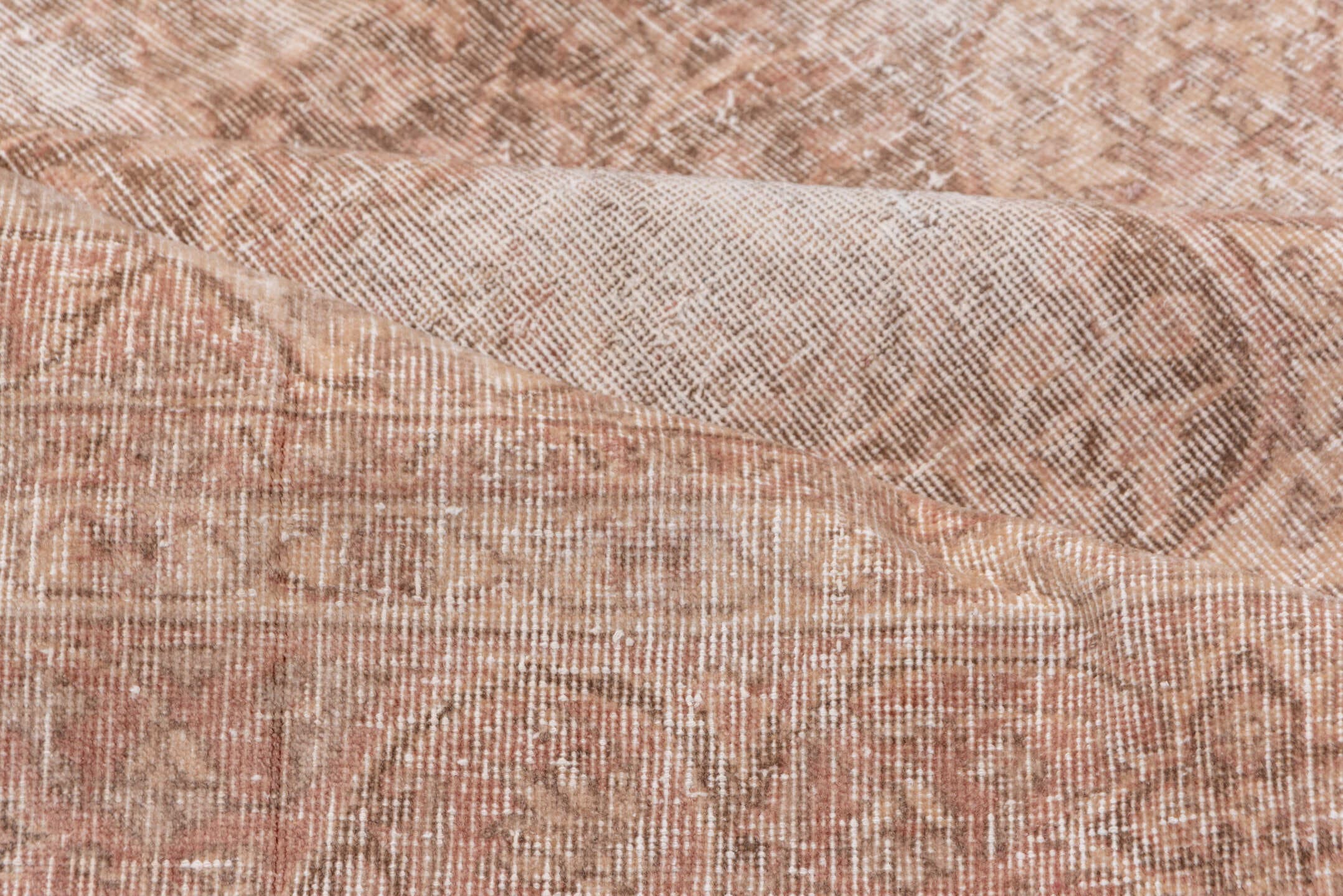 7' x 11' one-of-a-kind handmade vintage Oushak large size rug. Color palette: blush, rose, ivory, taupe, beige, terracotta