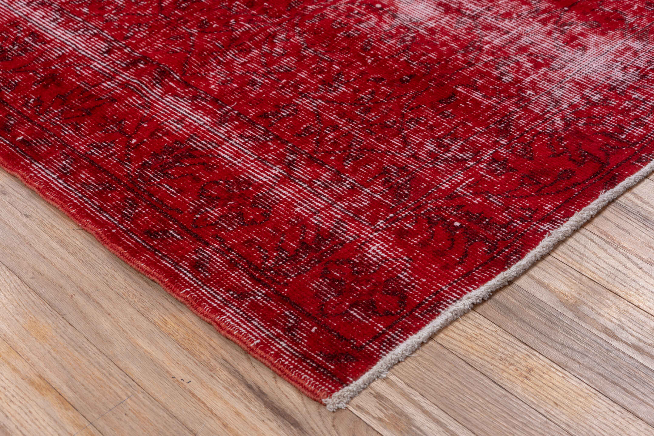 4' x 6' one-of-a-kind handmade antique Overdyed small size rug. Color palette: crimson, rose, burgundy, ivory, red, pink