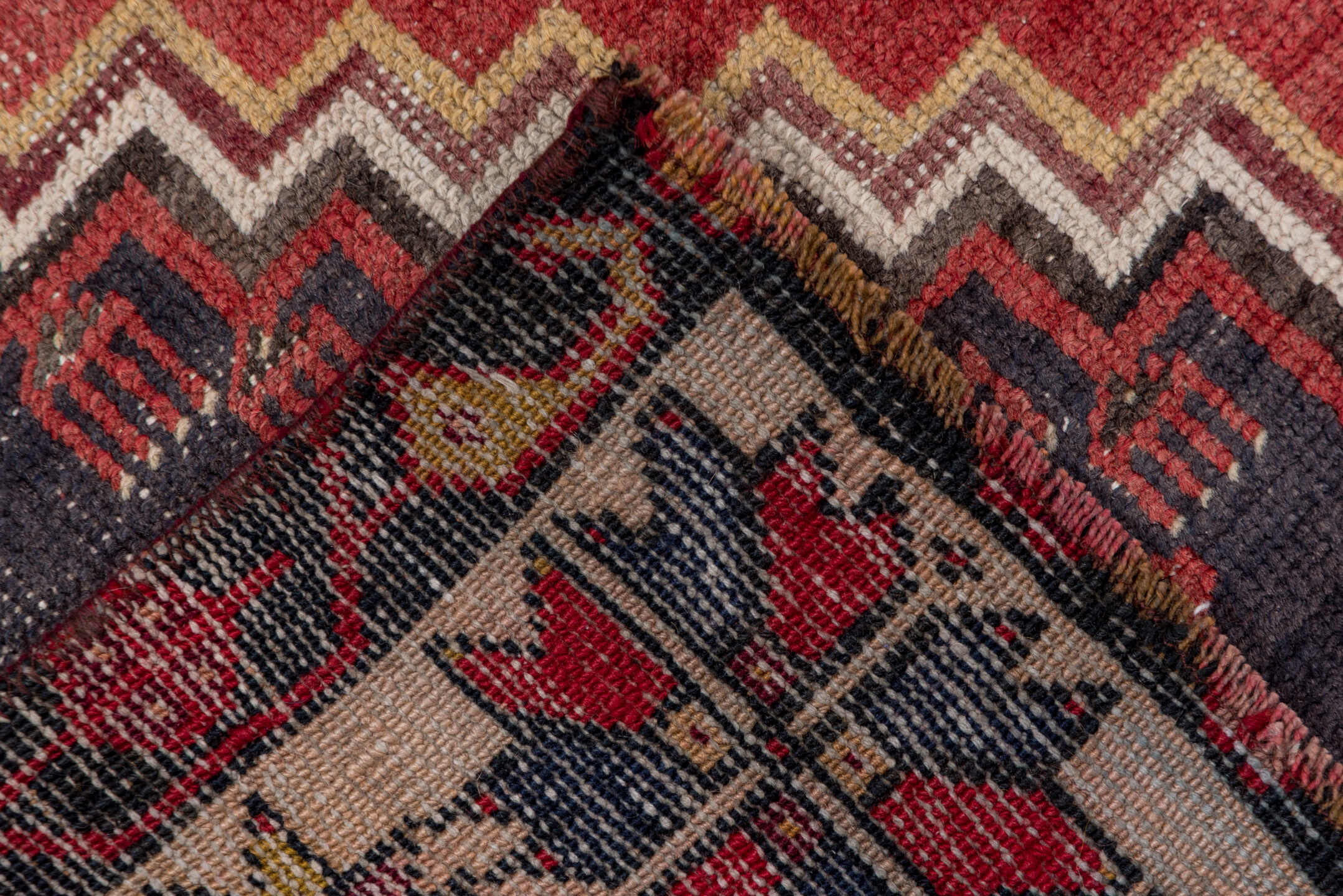 4' x 6' one-of-a-kind handmade antique Oushak small size rug. Color palette: rust, ivory, indigo, burgundy, taupe, camel