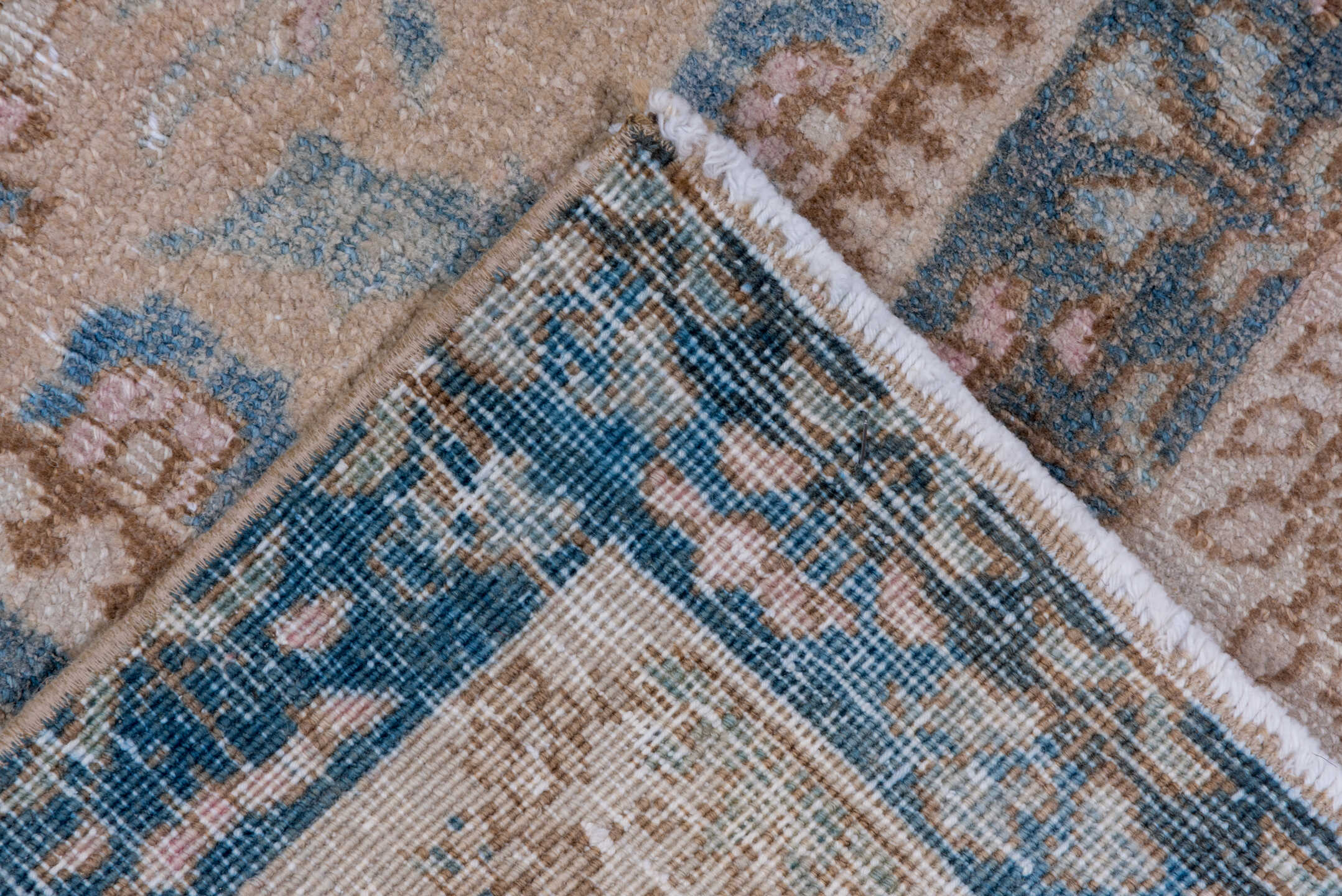 7' x 10' one-of-a-kind handmade antique Tabriz large size rug. Color palette: ivory, sky blue, taupe, beige, slate, camel