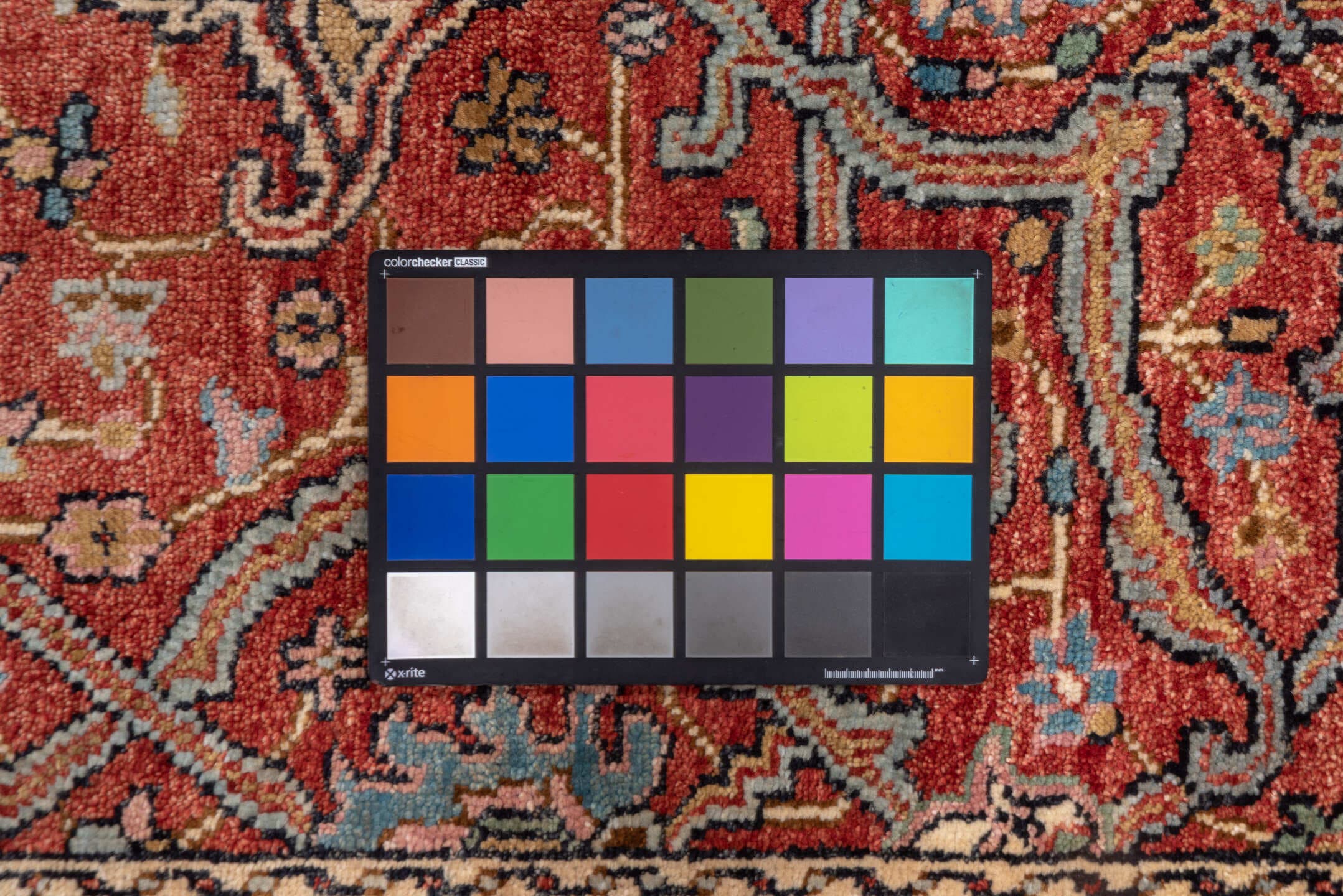 4' x 6' one-of-a-kind handmade vintage Heriz small size rug. Color palette: rust, ivory, navy, sky_blue, sage, charcoal
