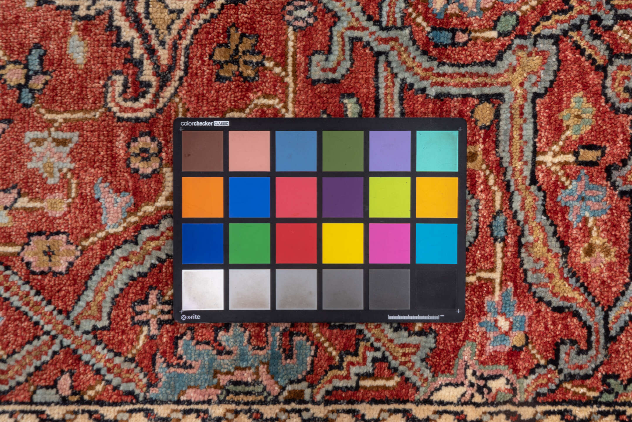 4' x 6' one-of-a-kind handmade vintage Heriz small size rug. Color palette: rust, ivory, navy, sky_blue, sage, charcoal