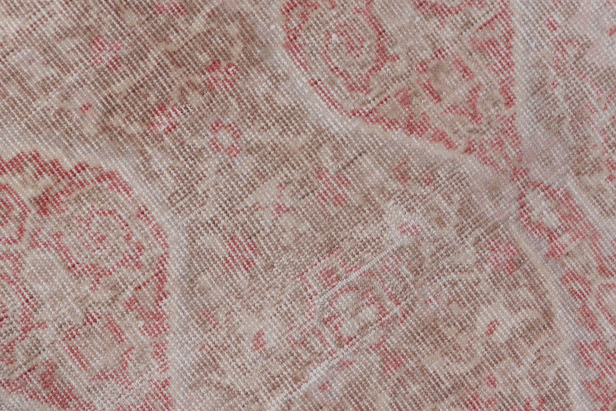 5' x 8' one-of-a-kind handmade vintage Oushak medium size rug. Color palette: ivory, blush, taupe, rose, beige, pink, gray