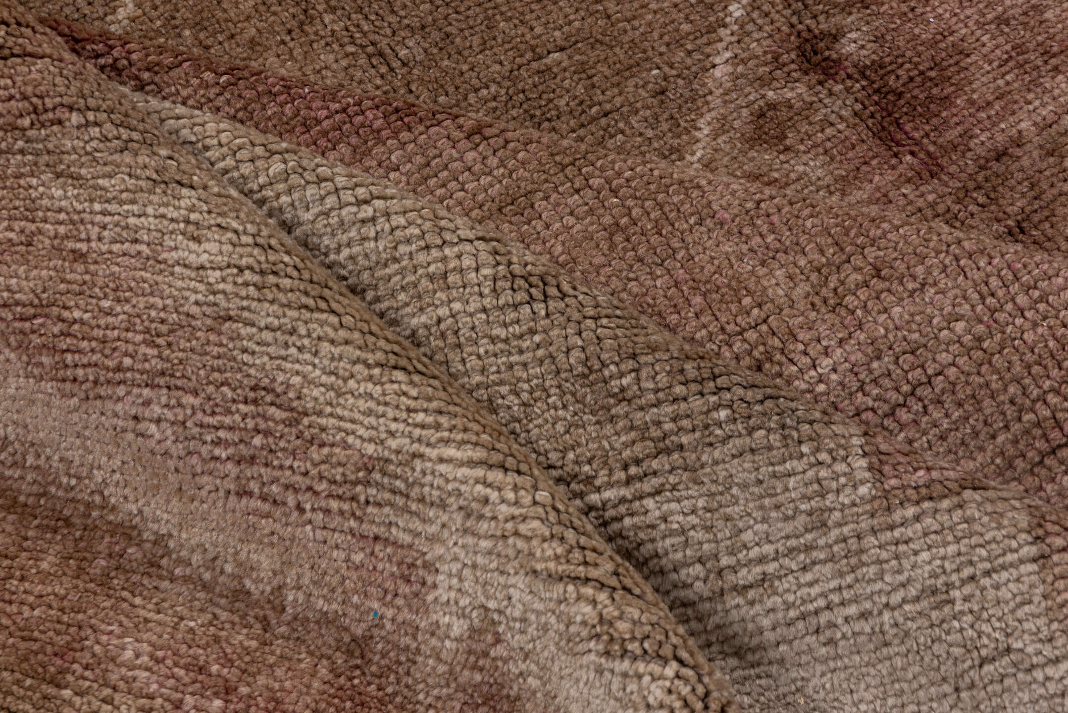 6' x 9' one-of-a-kind handmade vintage Oushak medium size rug. Color palette: brown, gray, light gray, off-white, pink, snow