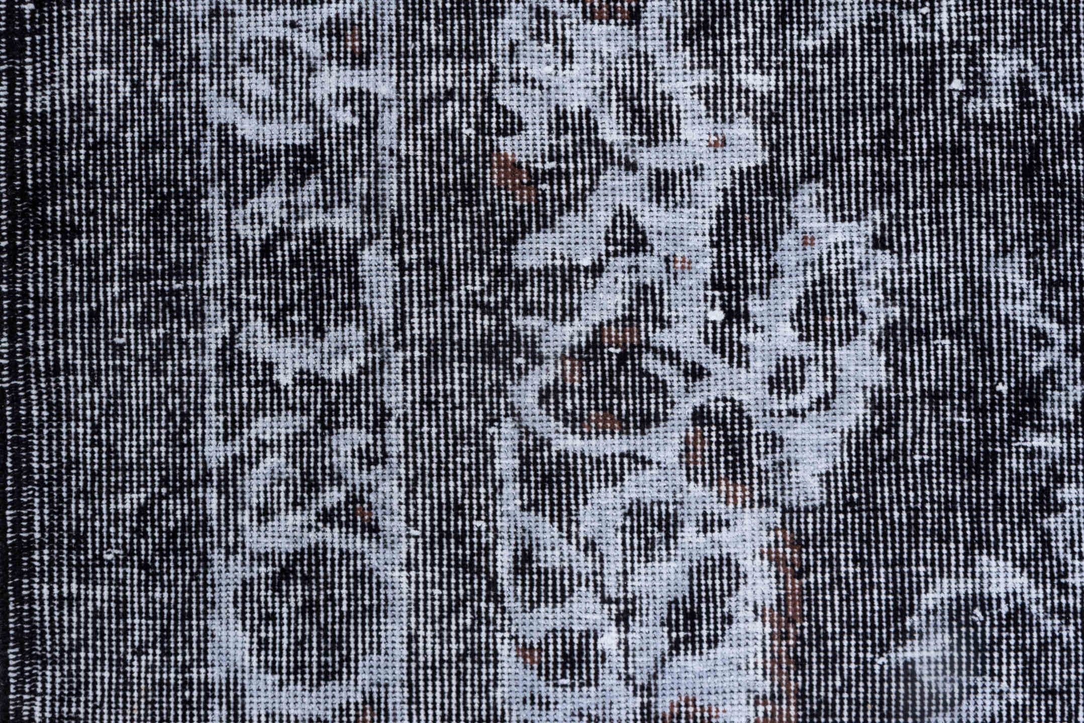 5' x 8' one-of-a-kind handmade vintage Oushak medium size rug. Color palette: black, blue, dim gray, gray, light blue