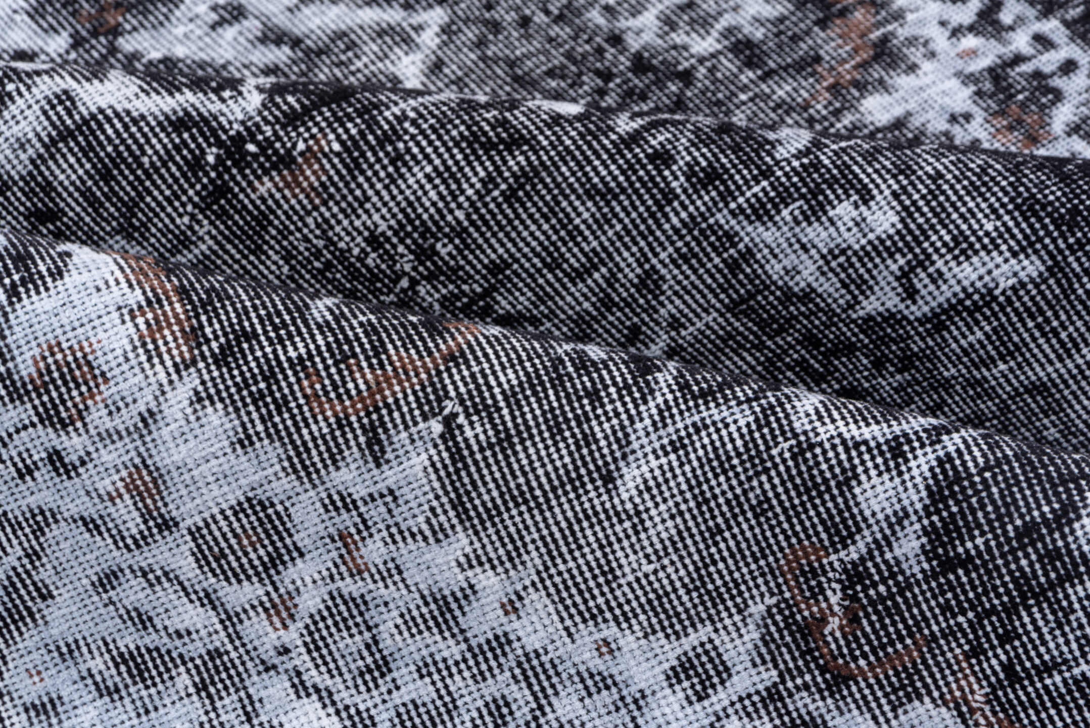 5' x 8' one-of-a-kind handmade vintage Oushak medium size rug. Color palette: black, blue, dim gray, gray, light blue