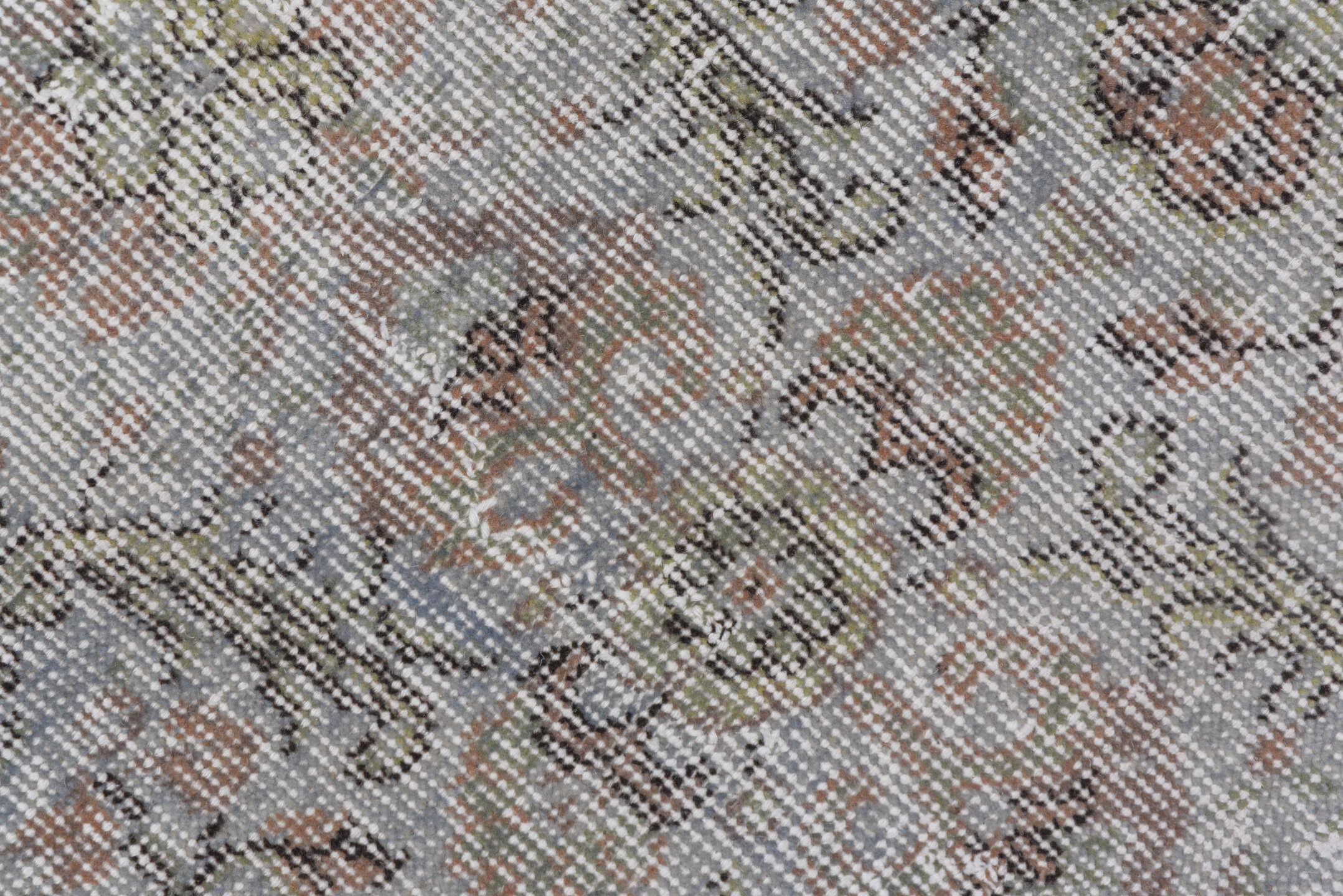 3' x 6' one-of-a-kind handmade vintage Oushak small size rug. Color palette: ivory, taupe, gray, blush, beige, pink