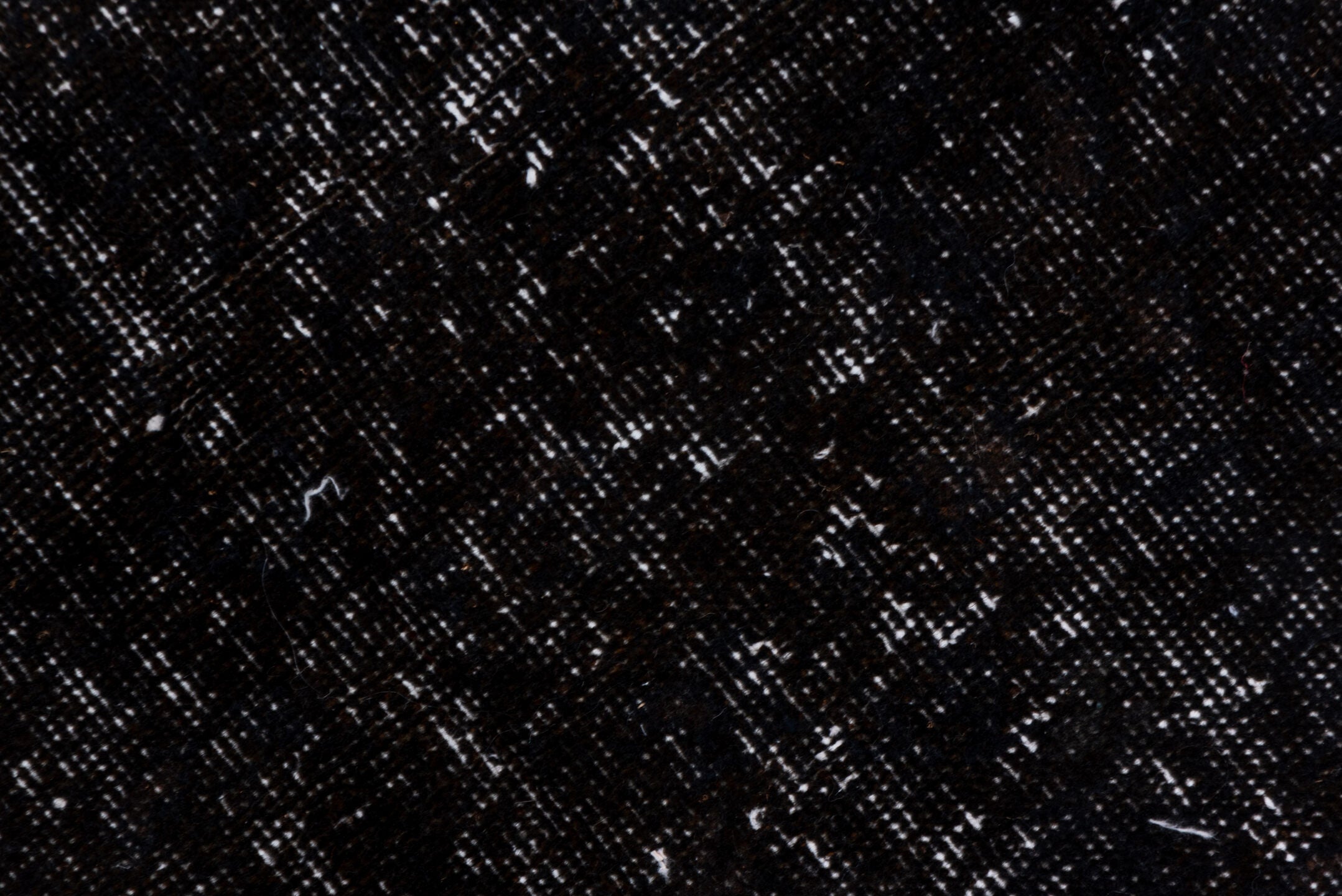 3' x 6' one-of-a-kind handmade vintage Overdyed runner rug. Color palette: charcoal, black, slate, ivory, gray