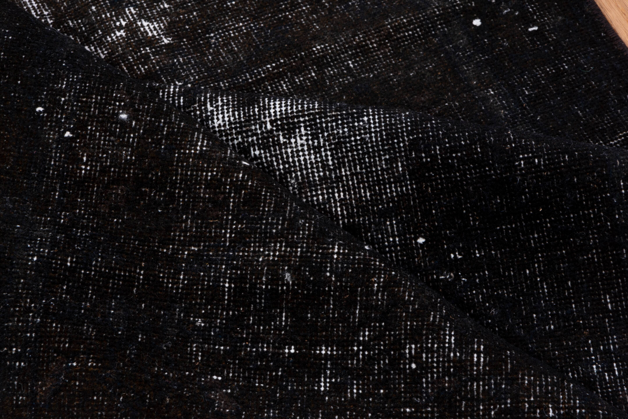 3' x 6' one-of-a-kind handmade vintage Overdyed runner rug. Color palette: black, blue, charcoal, dark gray, dim gray, gray