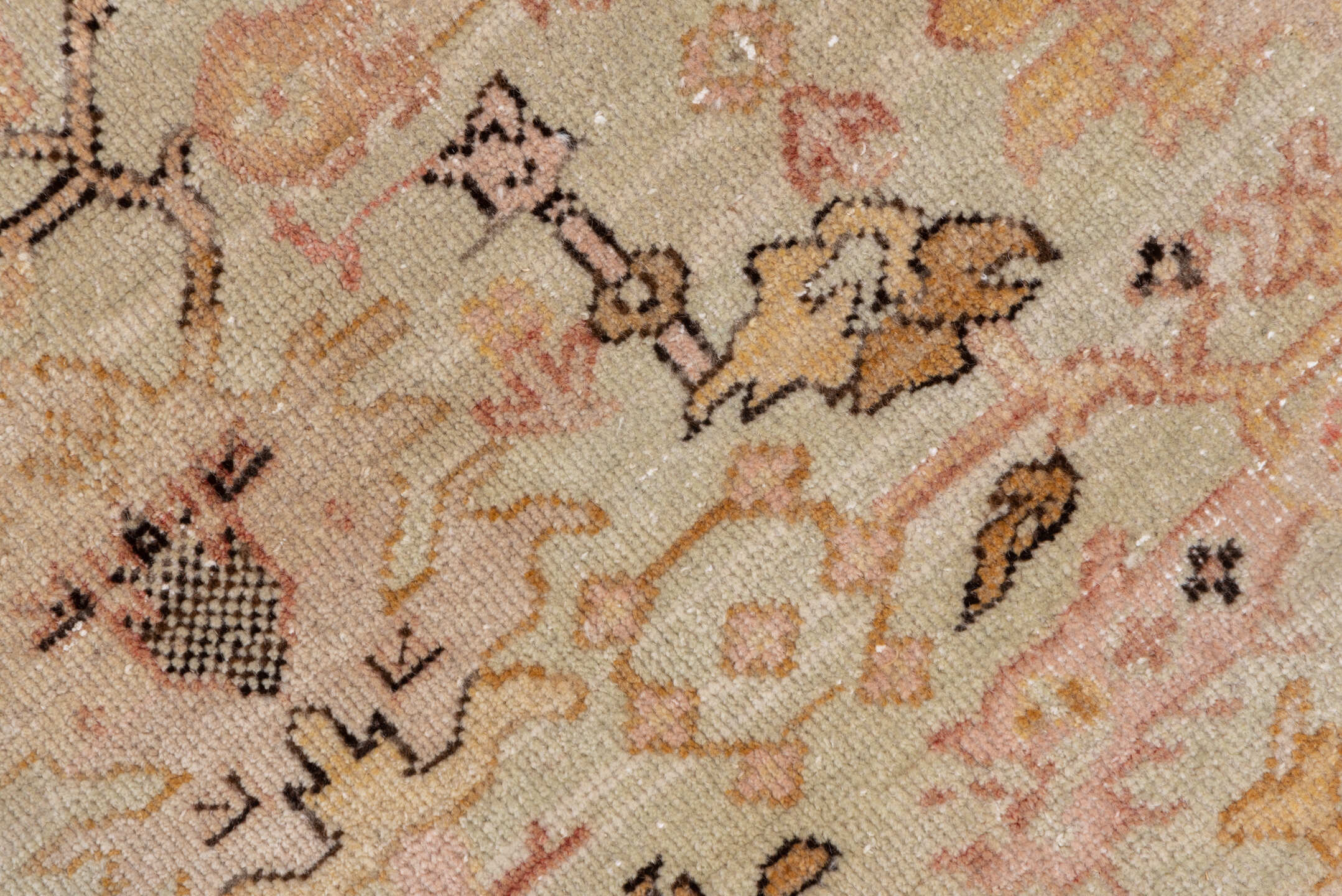 2' x 13' one-of-a-kind handmade vintage Sivas runner rug. Color palette: ivory, blush, beige, taupe, camel, rose, brown