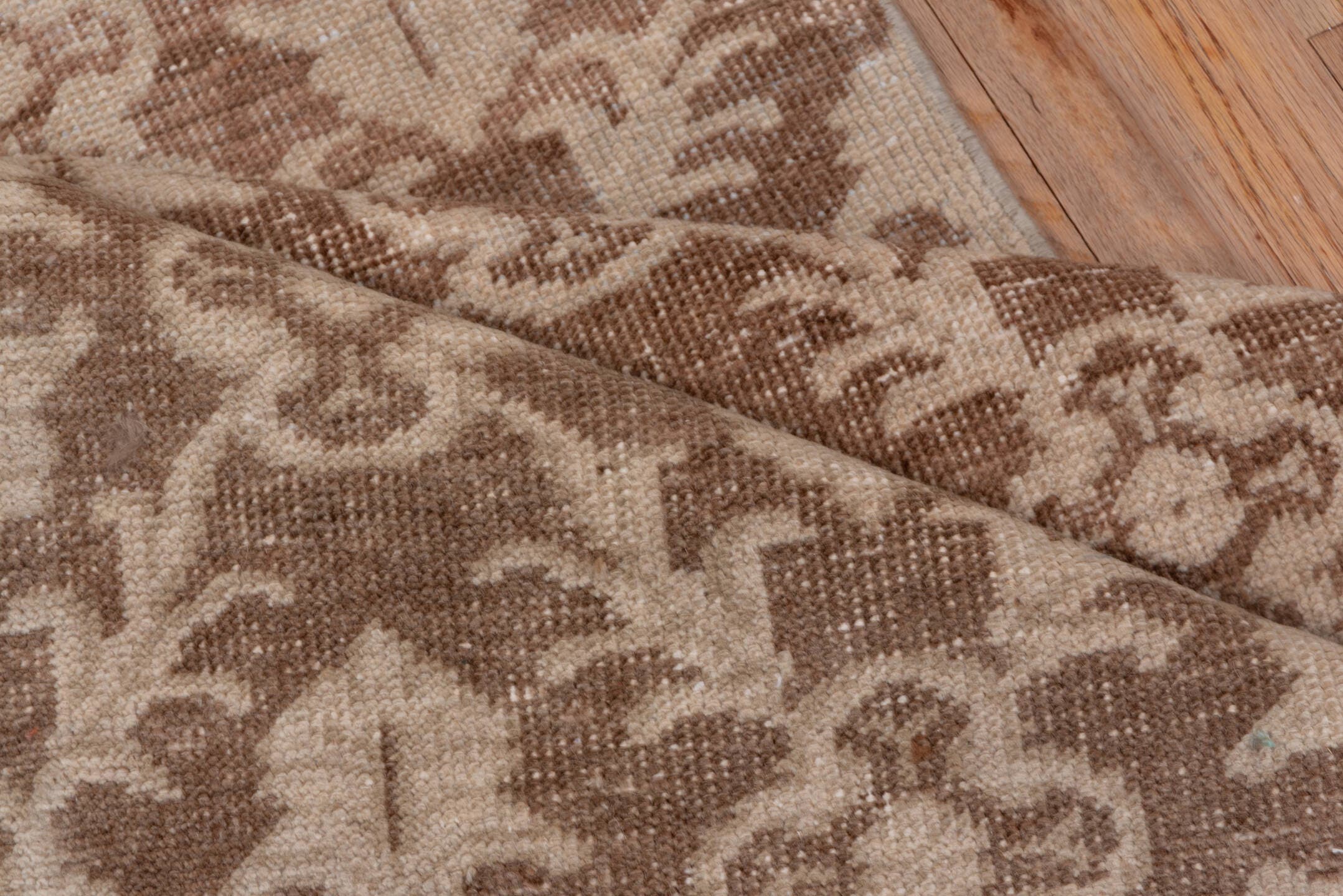 2' x 10' one-of-a-kind handmade vintage Oushak runner rug. Color palette: taupe, ivory, beige, brown, gray